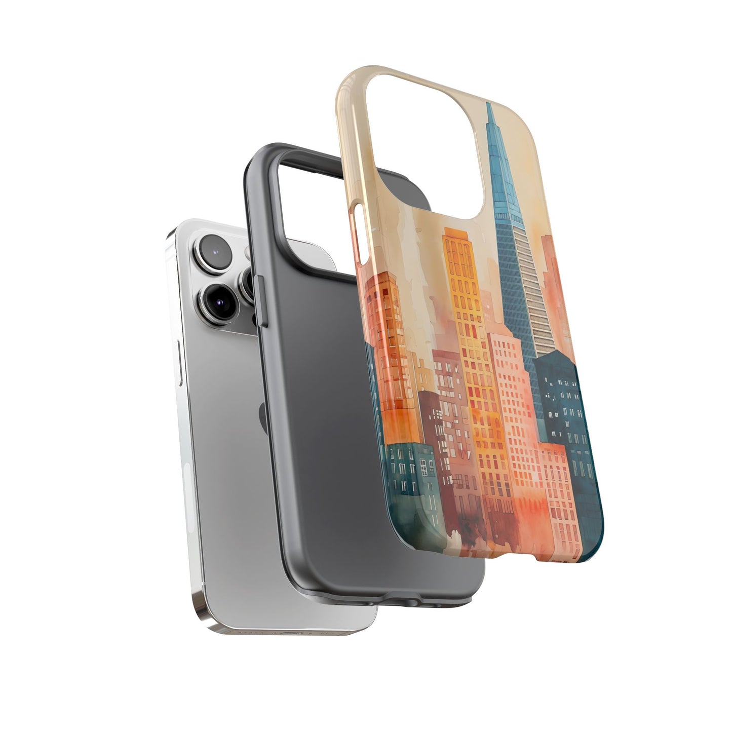 San Francisco Cityscape Tough Phone Case - Tropical Skyline Aesthetic, Sunset Beach Urban Art, Compatible with iPhone, Galaxy, and Google