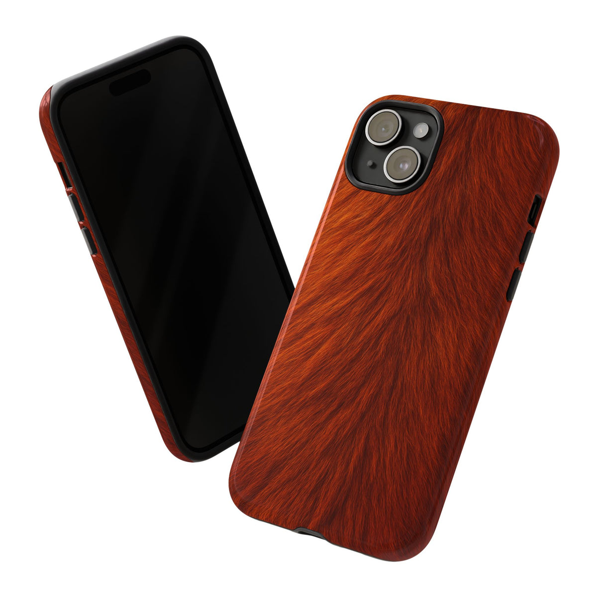 Red Panda Print Tough Phone Case, Animal Print, Protective Faux Skin Style Cover Compatible with iPhone 17, 16, 15, 14, 13, Galaxy, Google