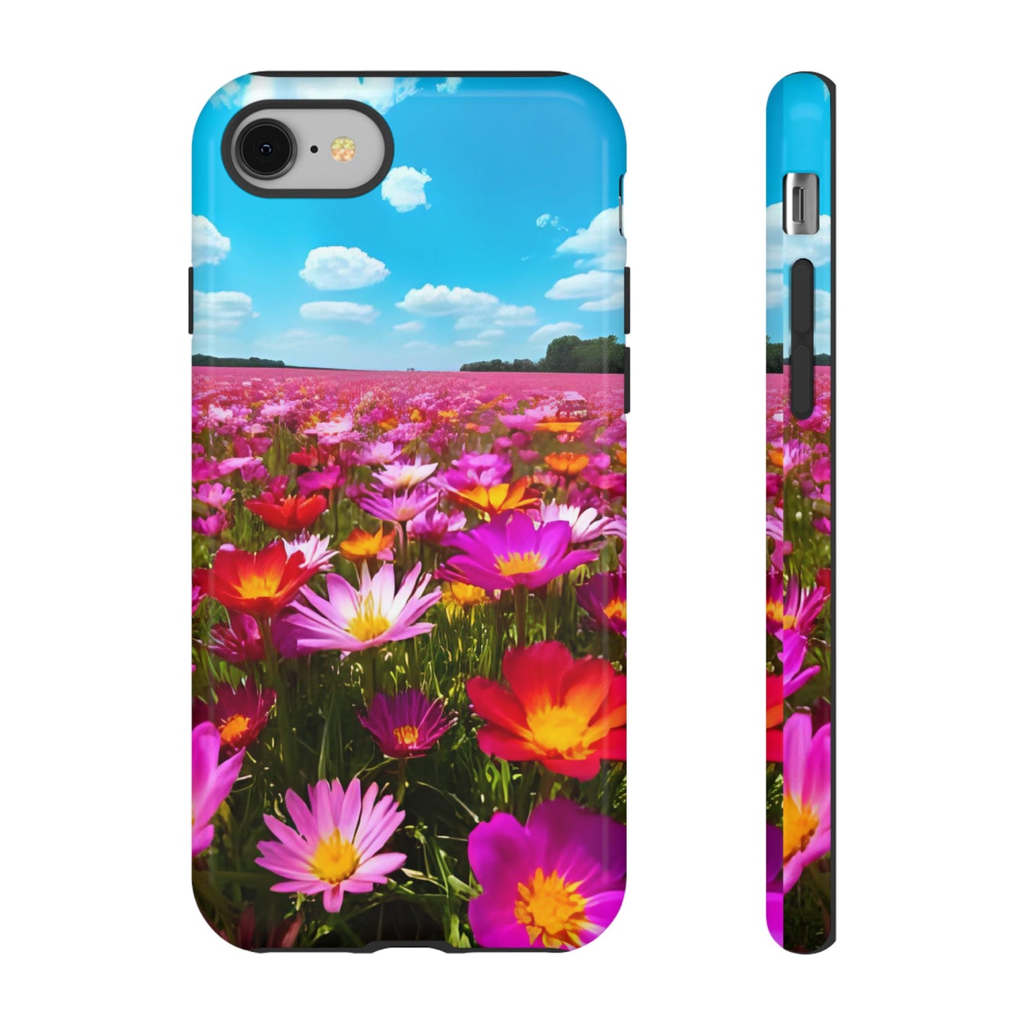 Flower Field Tough Phone Case - Wildflower Meadow Print, Colorful Nature Aesthetic, Compatible with iPhone, Galaxy, and Google Phones