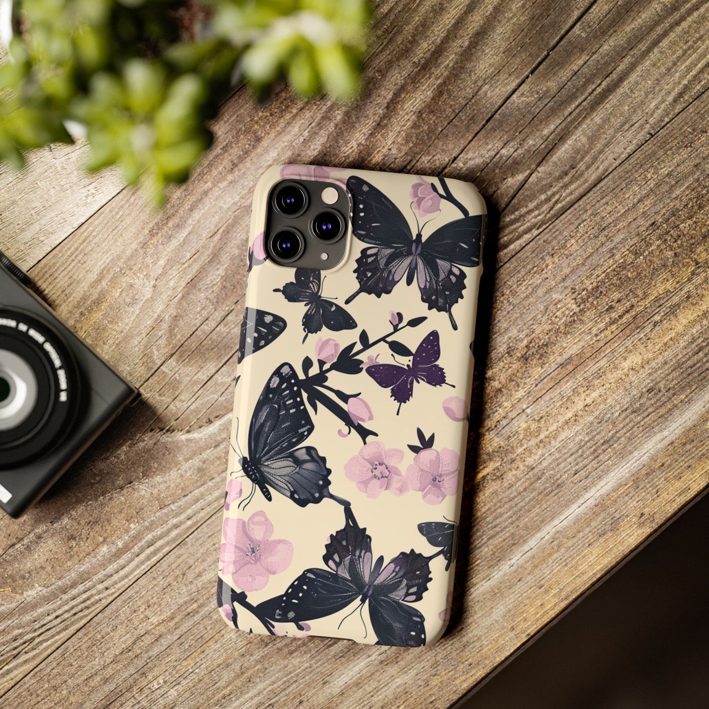 Butterfly Floral Slim Phone Cases, Elegant Butterfly Design, Nature Lover Gift, Phone Accessory, Stylish Cases for Women