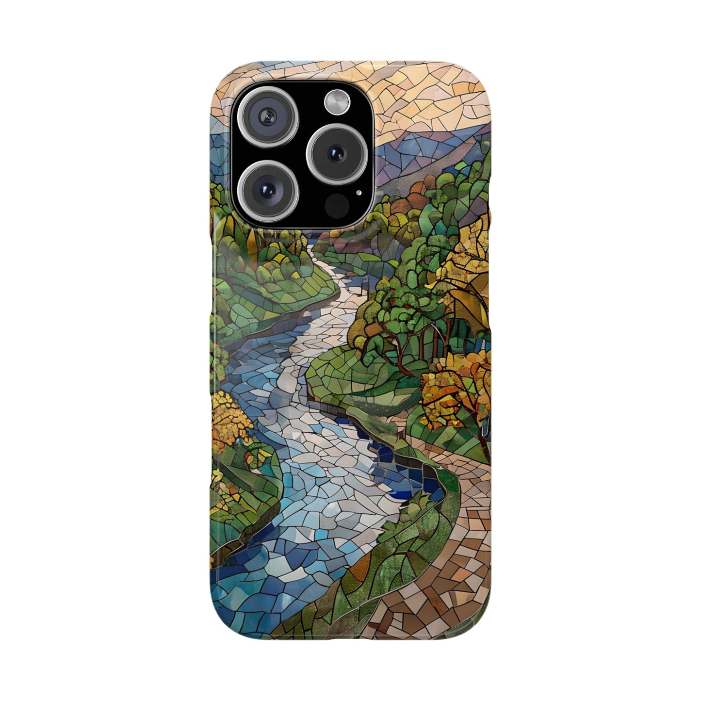 Cuyahoga Valley Mosaic Slim Phone Case, Midwest Forest Art, Scenic Nature Aesthetic, Unique Gift for Nature Lovers