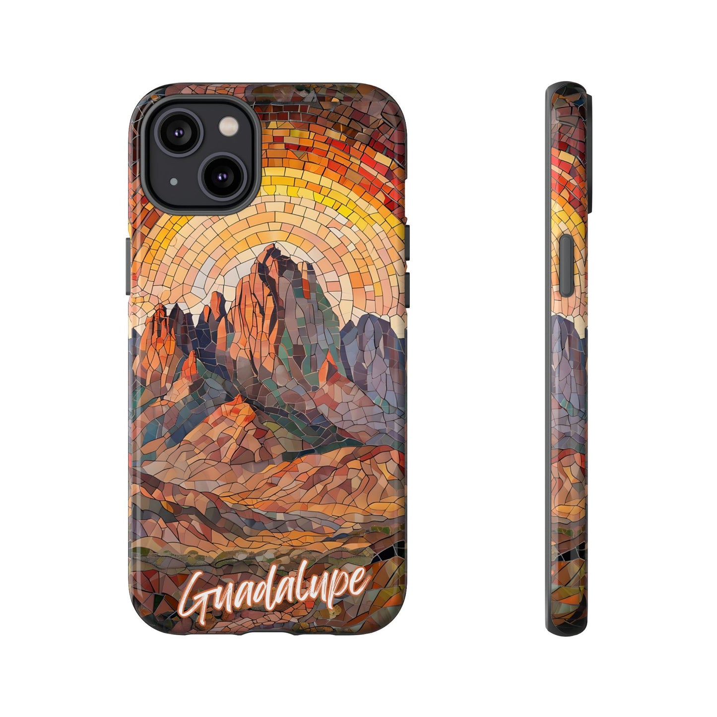 Guadalupe Mountains Mosaic Tough Phone Case, Scenic Mountain Art, National Park Aesthetic, Compatible with iPhone, Galaxy, and Google Phones