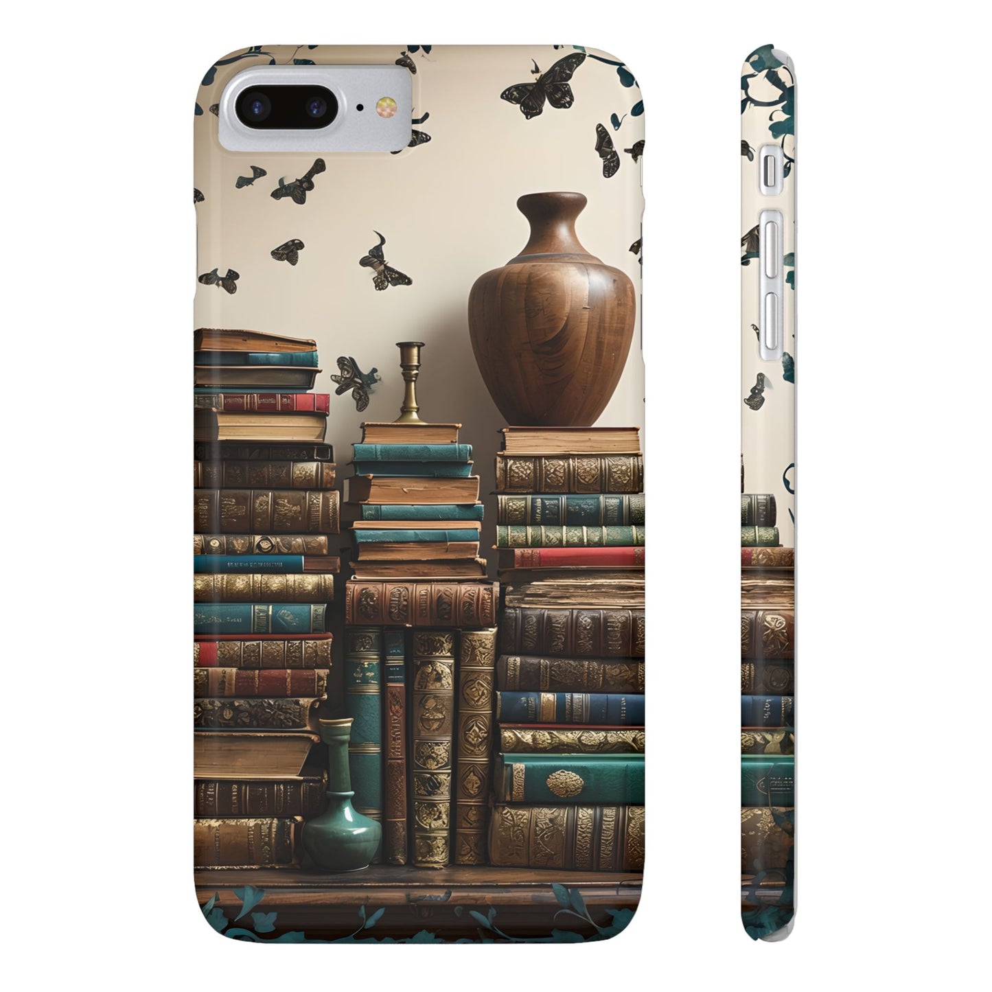 Bookshelf Butterfly Slim Phone Cases | Literary Gift, Reading Accessories, Unique Decor, Nature Lovers, Bookish Style