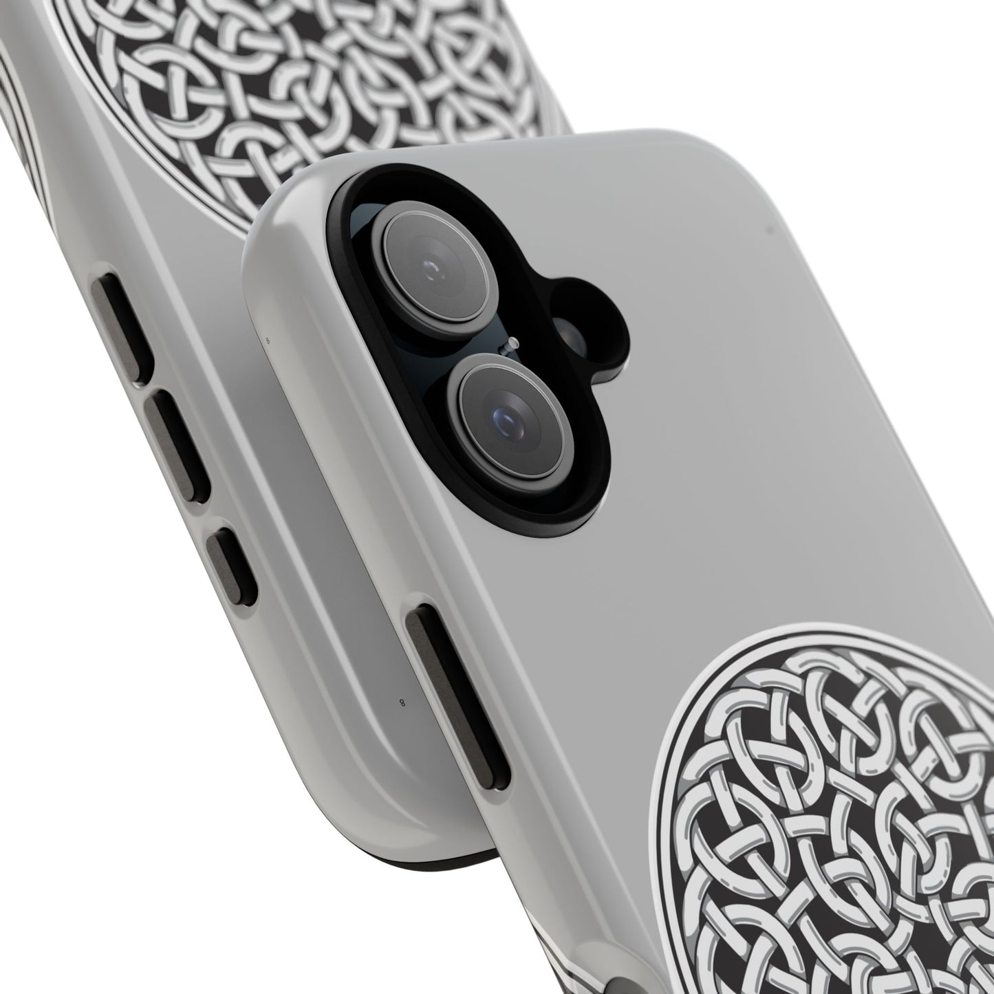 Tough Case Celtic Knot Silver Medallion Design Phone Cover Compatible with iPhone 17, 16, 15, 14, 13, Galaxy, Google, Irish Heritage Art