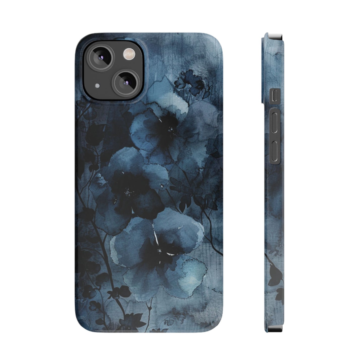 Elegant Floral Slim Phone Cases | Trendy Phone Cover, Blue Flower Design, Gift for Her, Stylish Mobile Case, Floral Accessories