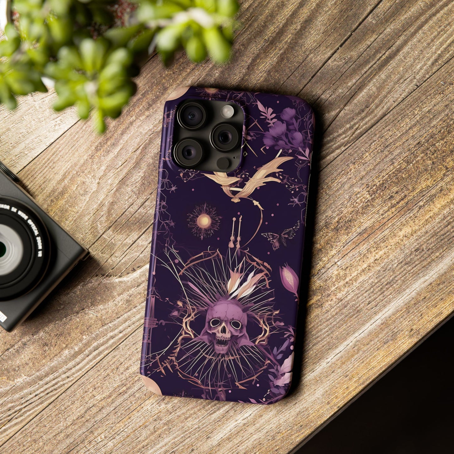 Gothic Floral Slim Phone Cases, Ghostly Style Mobile Cover, Dark Aesthetic Gift, Unique Protective Case, Perfect for Halloween