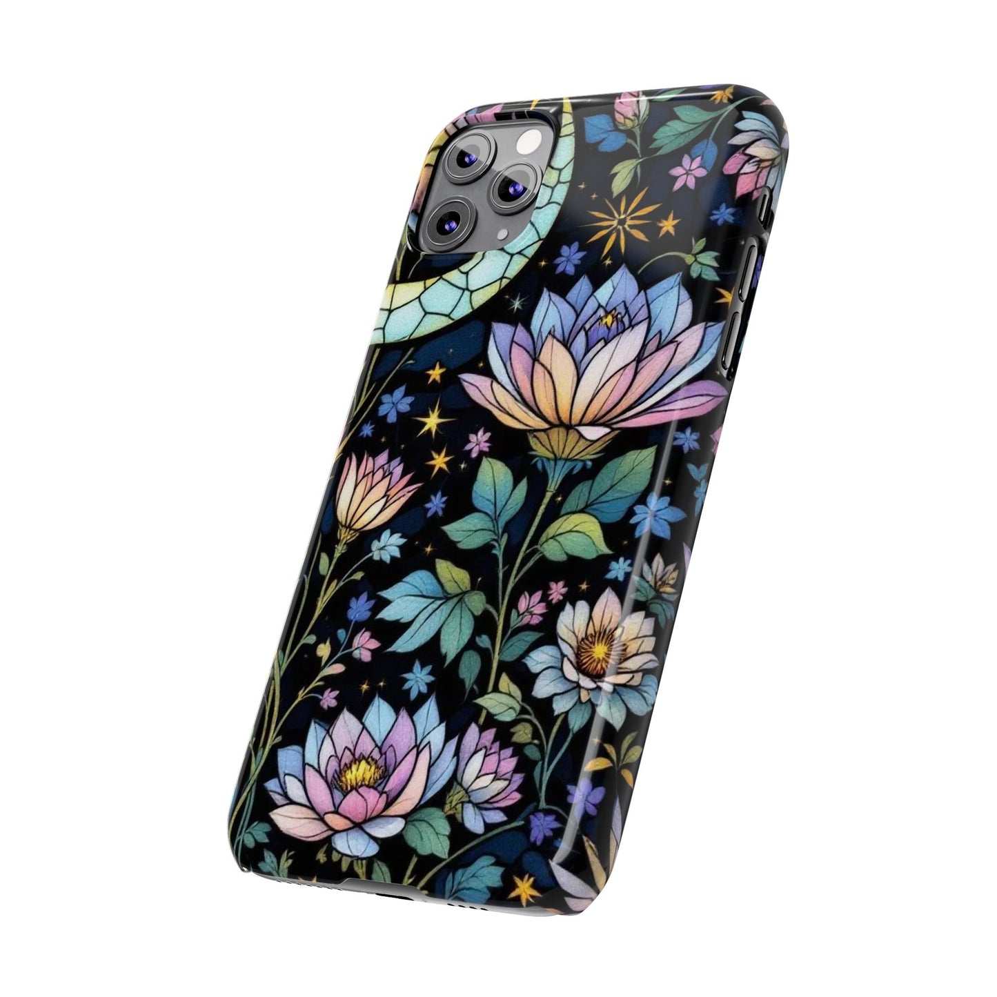 Floral Night Sky Slim Phone Cases | Vibrant Floral Design, Flower Phone Cover, Cute Phone Accessories, Gift for Her, Nature Lover's Case