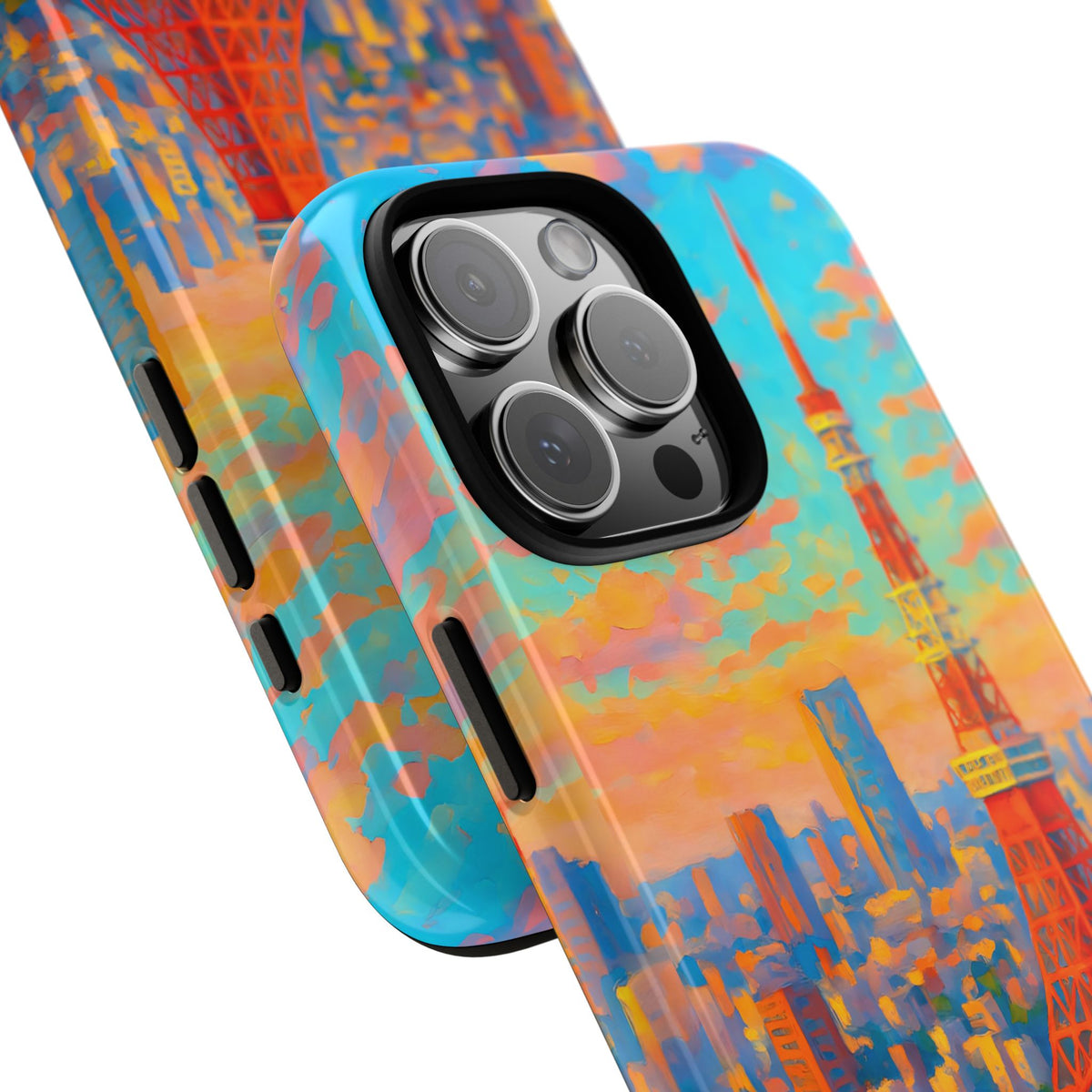 Cityscape Tough Phone Case, Tokyo Skyline Phone Cover, Sunset Glow Design Compatible with iPhone, Galaxy & Google