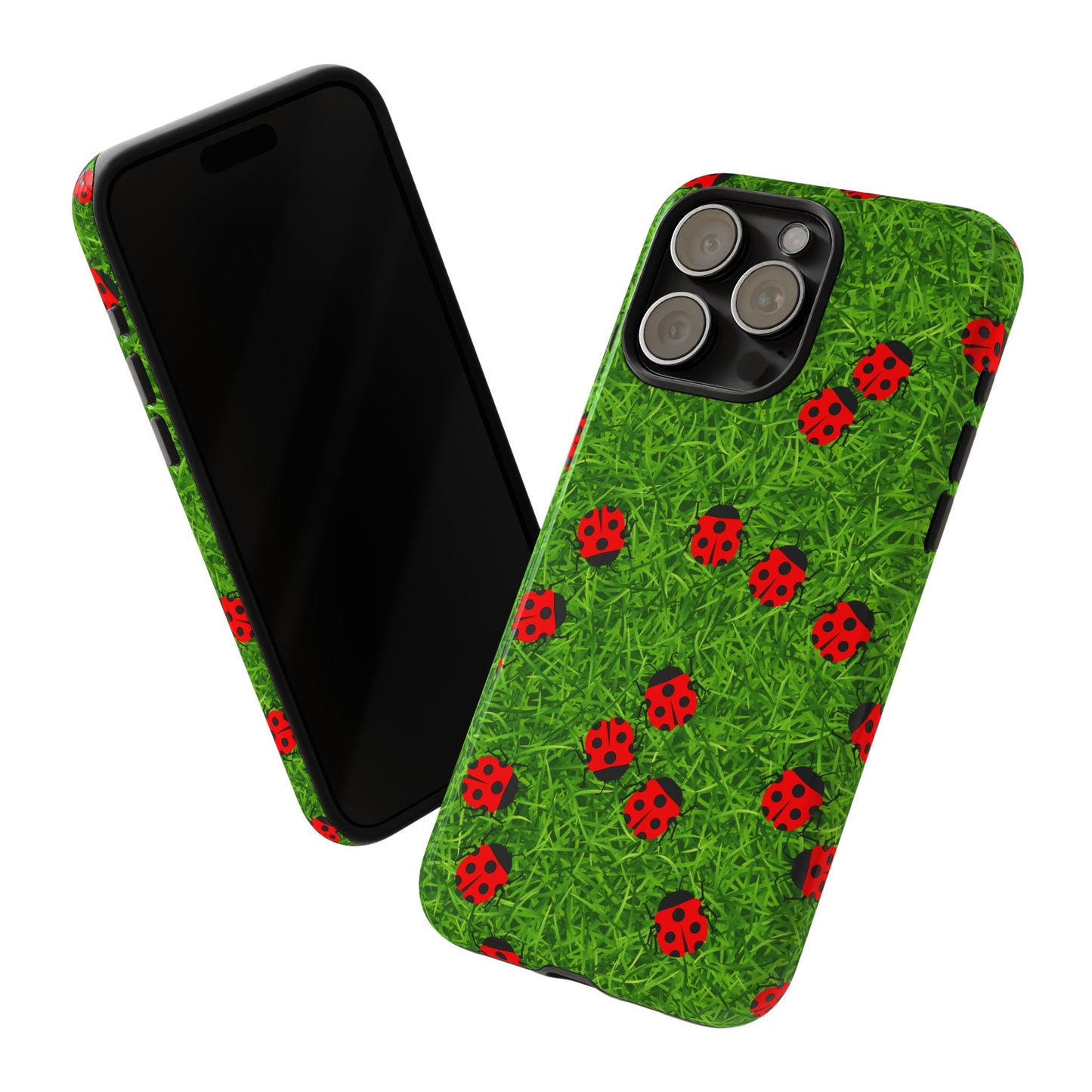 Ladybug Tough Phone Case - Cute Insect Aesthetic, Nature Pattern Art Design, Compatible with iPhone, Galaxy, and Google Phones