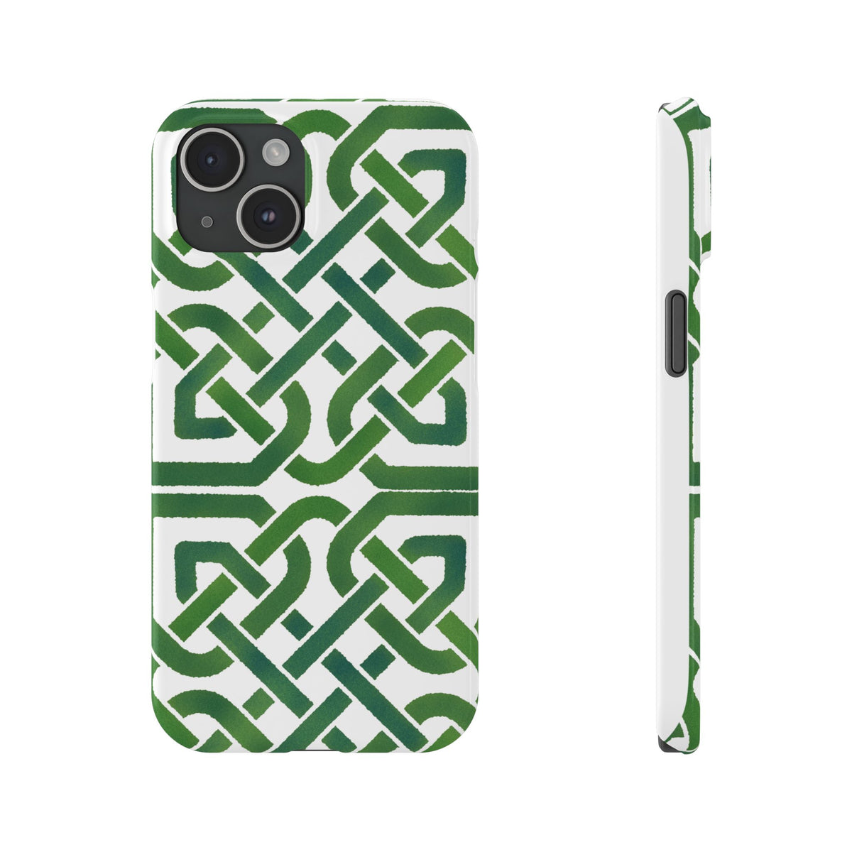 Celtic Knot Slim Phone Case, Irish Pattern Phone Cover, Green Heritage Art Style Compatible with iPhone 17, 16, 15, 14, 13, 12, 11