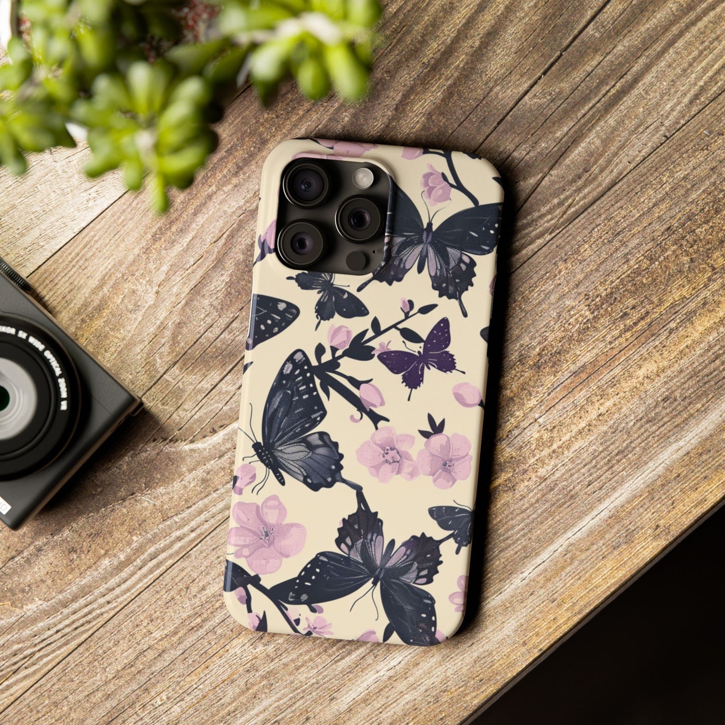 Butterfly Floral Slim Phone Cases, Elegant Butterfly Design, Nature Lover Gift, Phone Accessory, Stylish Cases for Women