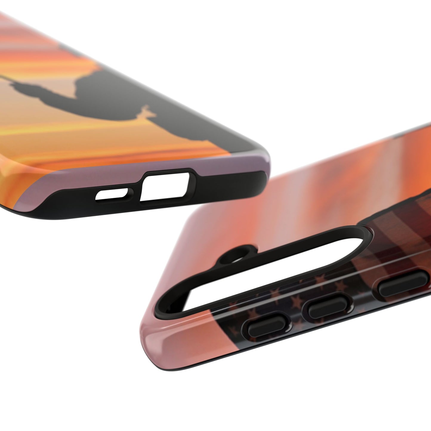 Sunset Soldier Veteran Flag Tough Phone Case, American Grunge USA Phone Cover, compatible with iPhone 17, 16, 15, 14, 13, Galaxy, Google