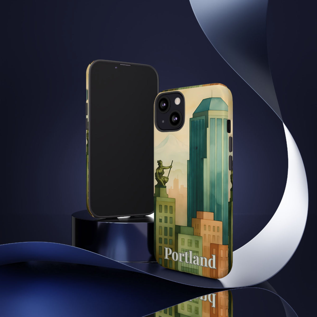 Portland Cityscape Phone Case • Urban Skyline Art Tough Case • Watercolor City Aesthetic • Gift for Travelers • Compatible with iPhone, Galaxy, Google