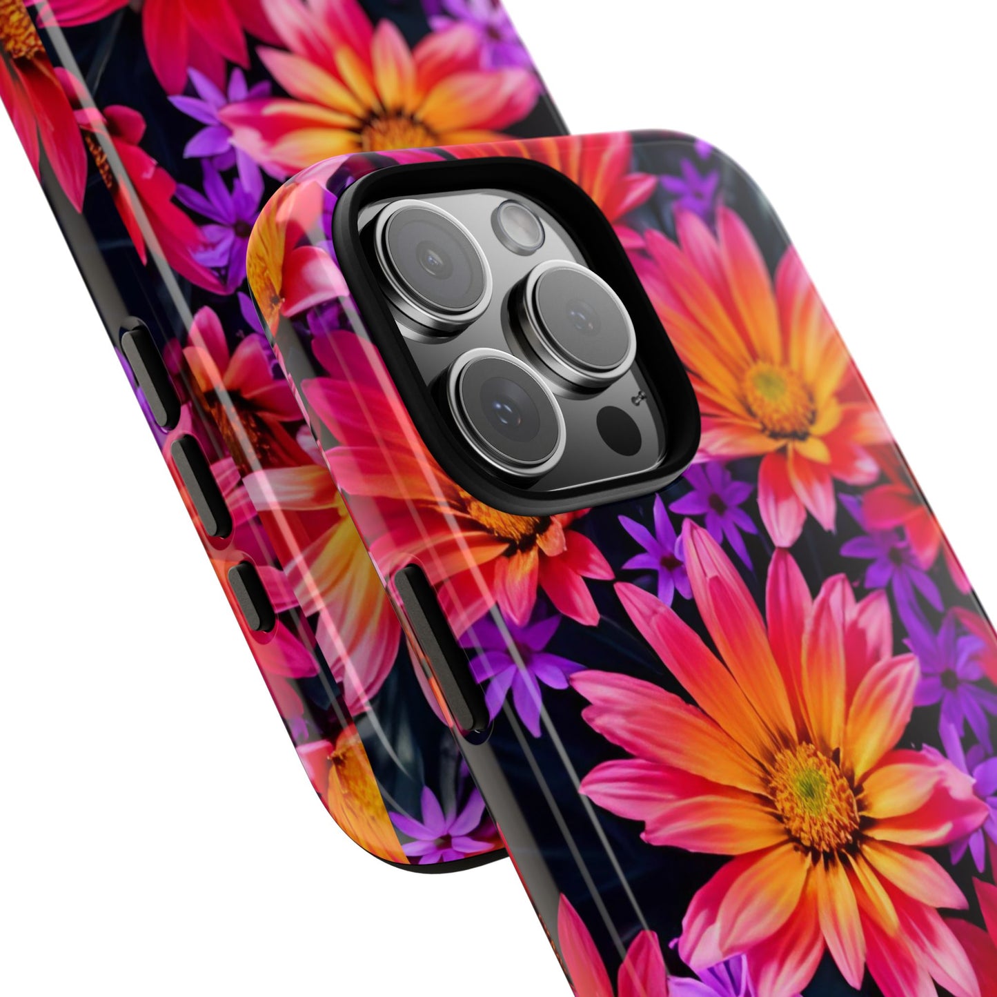 Bold Garden Flower Tough Phone Case - Colorful Floral Print, Bright Botanical Aesthetic, Compatible with iPhone, Galaxy, and Google Phones
