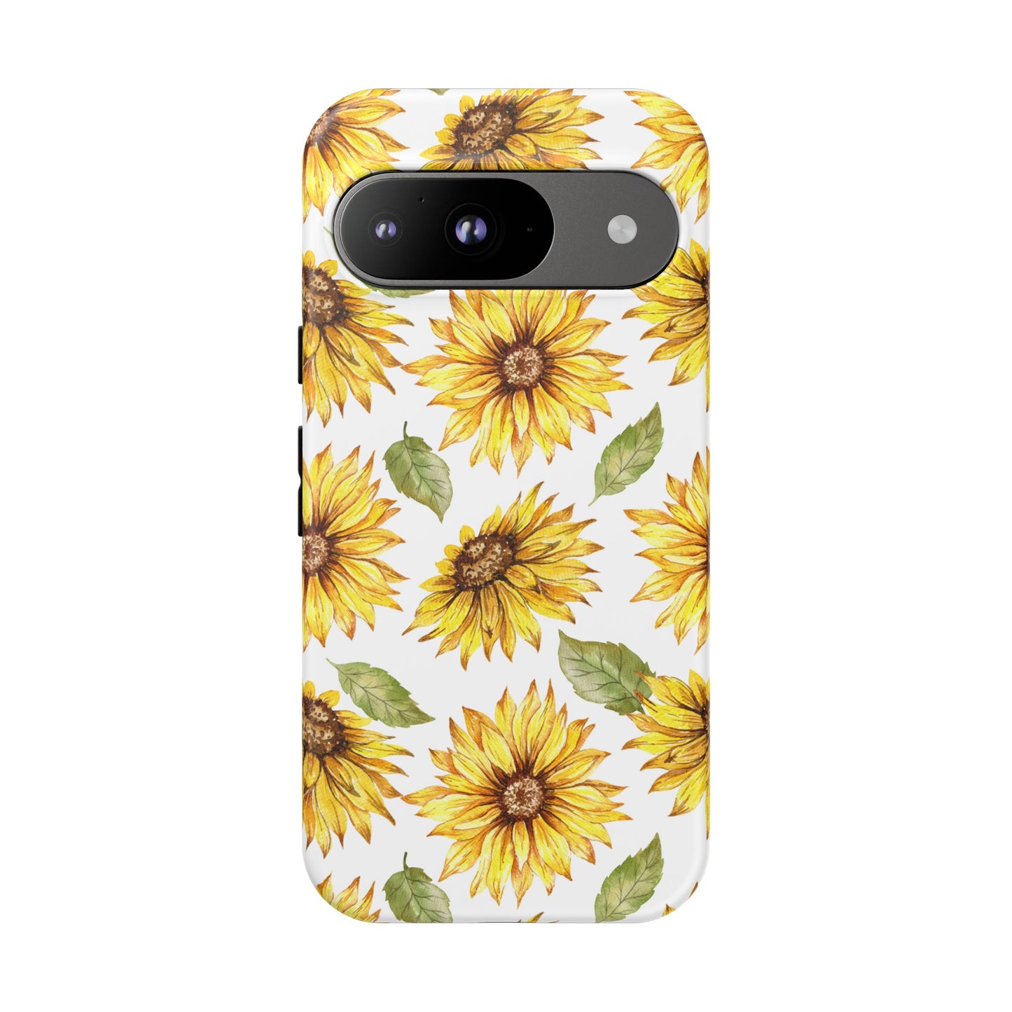 Sunflower Floral Tough Phone Case - Watercolor Botanical Print, Bright Nature Aesthetic, Compatible with iPhone, Galaxy, and Google Phones