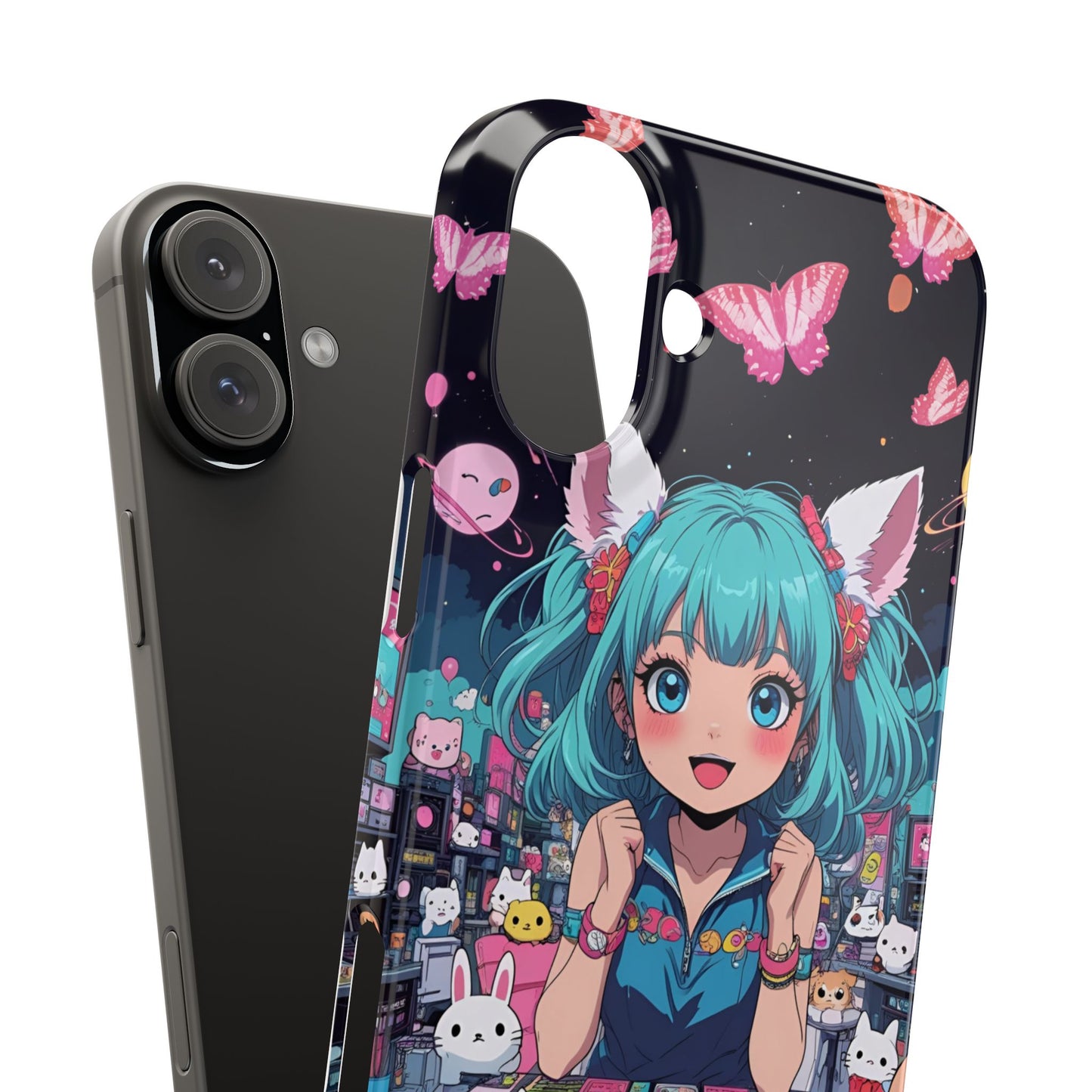 Y2K Anime Girl Slim Phone Case, Kawaii Vaporwave Style, Cute Maximalist Aesthetic, Anime Design, Slim Protection, Aesthetic Accessory
