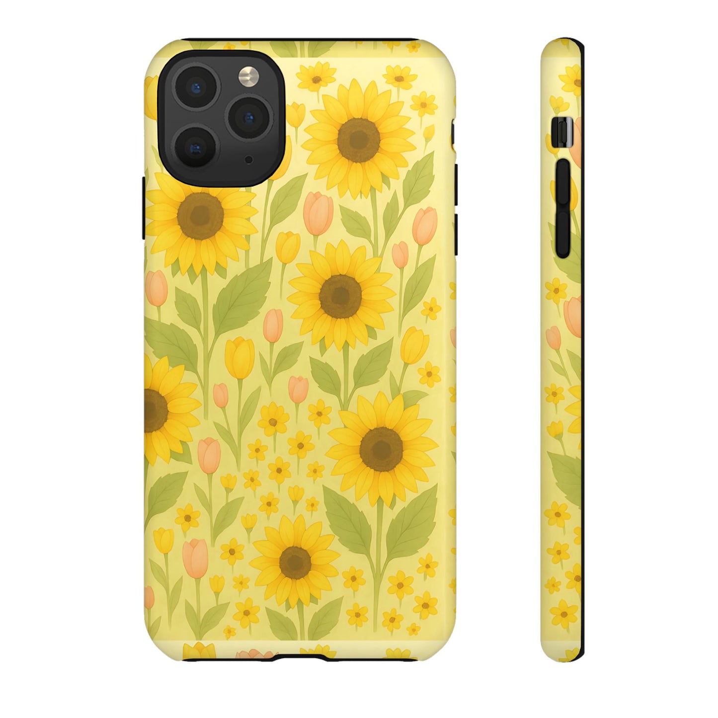 Sunflower Floral Phone Case, Watercolor Botanical Print, Aesthetic Tough Phone Case, Compatible with iPhone, Galaxy, Google