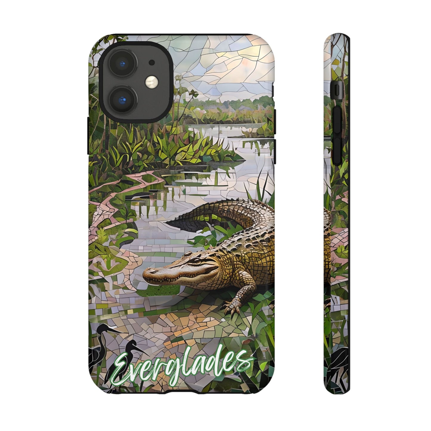 Everglades Mosaic Tough Phone Case - Tropical Wetland Art, Lush Green  Nature Aesthetic, Compatible with iPhone, Galaxy, and Google Phones