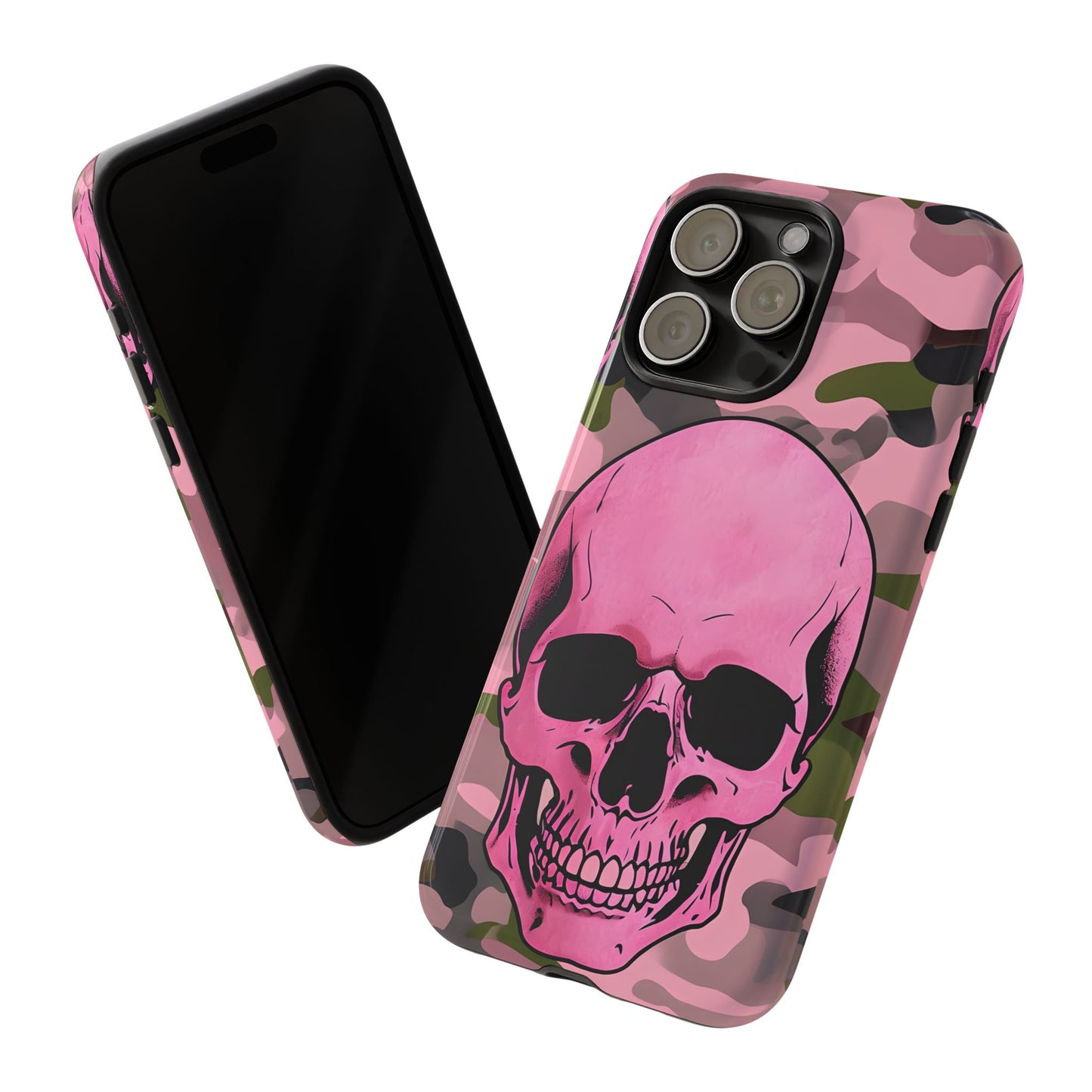 Skeleton Lovers Tough Phone Case - Pink Spooky Style, Pastel Goth Aesthetic, Compatible with iPhone, Galaxy, and Google Phones