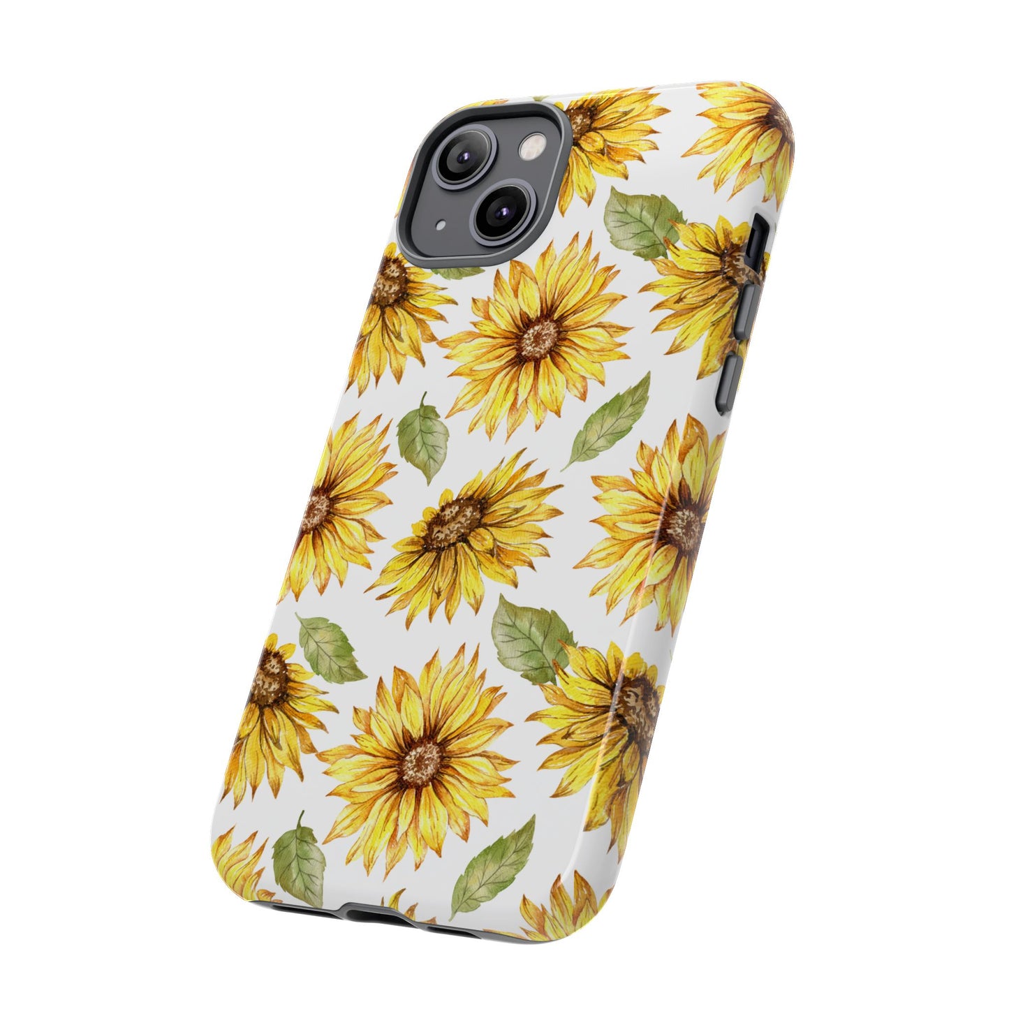 Sunflower Floral Tough Phone Case - Watercolor Botanical Print, Bright Nature Aesthetic, Compatible with iPhone, Galaxy, and Google Phones
