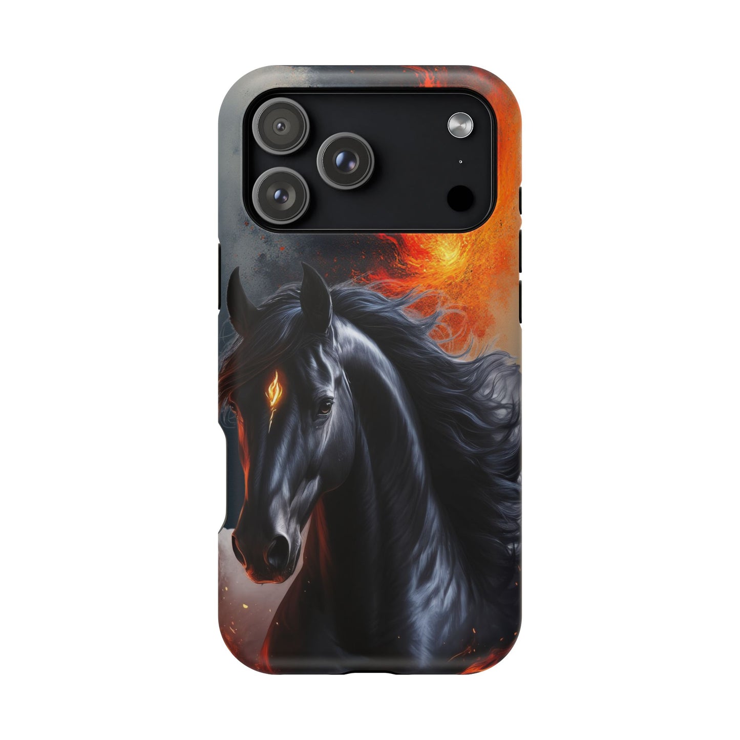 Year of the Horse Black Art Magnetic Phone Case, Chinese Zodiac 2026 Design, compatible with iPhone 17 16 15 14 13
