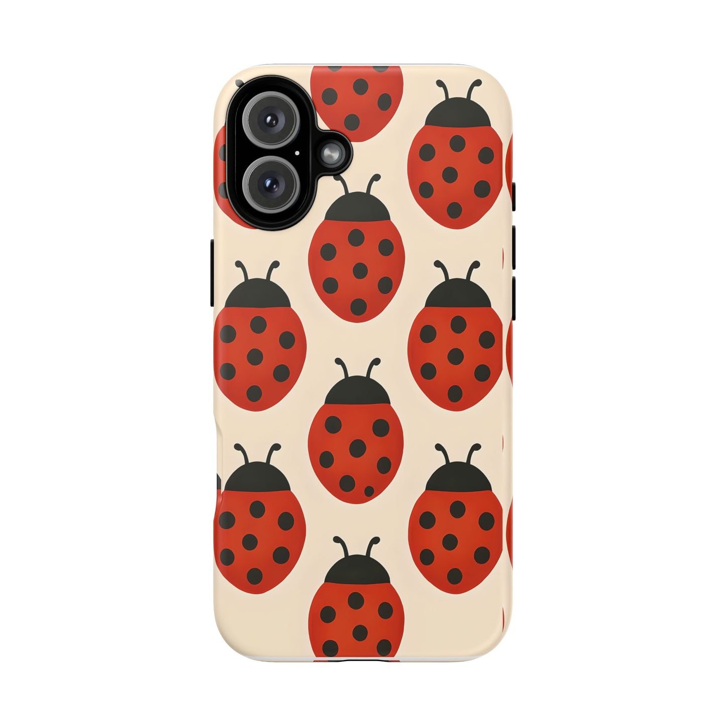 Cute Ladybug Tough Phone Case - Red and Black Insect Pattern, Nature-Inspired Design, Compatible with iPhone, Galaxy, and Google Phones