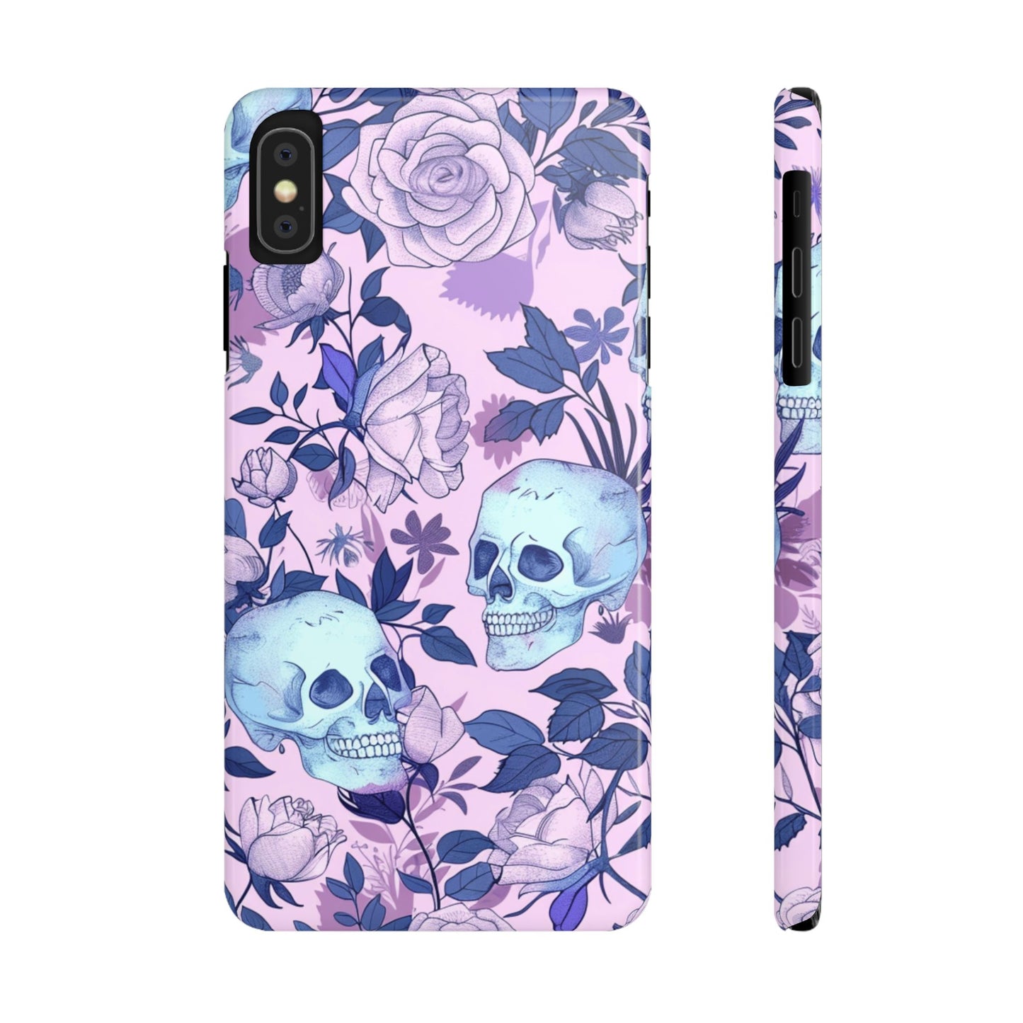 Floral Skull Slim Phone Case - Aesthetic, Trendy, Gift for Goth Lovers, Unique Phone Accessories, Floral Print, Halloween Decor