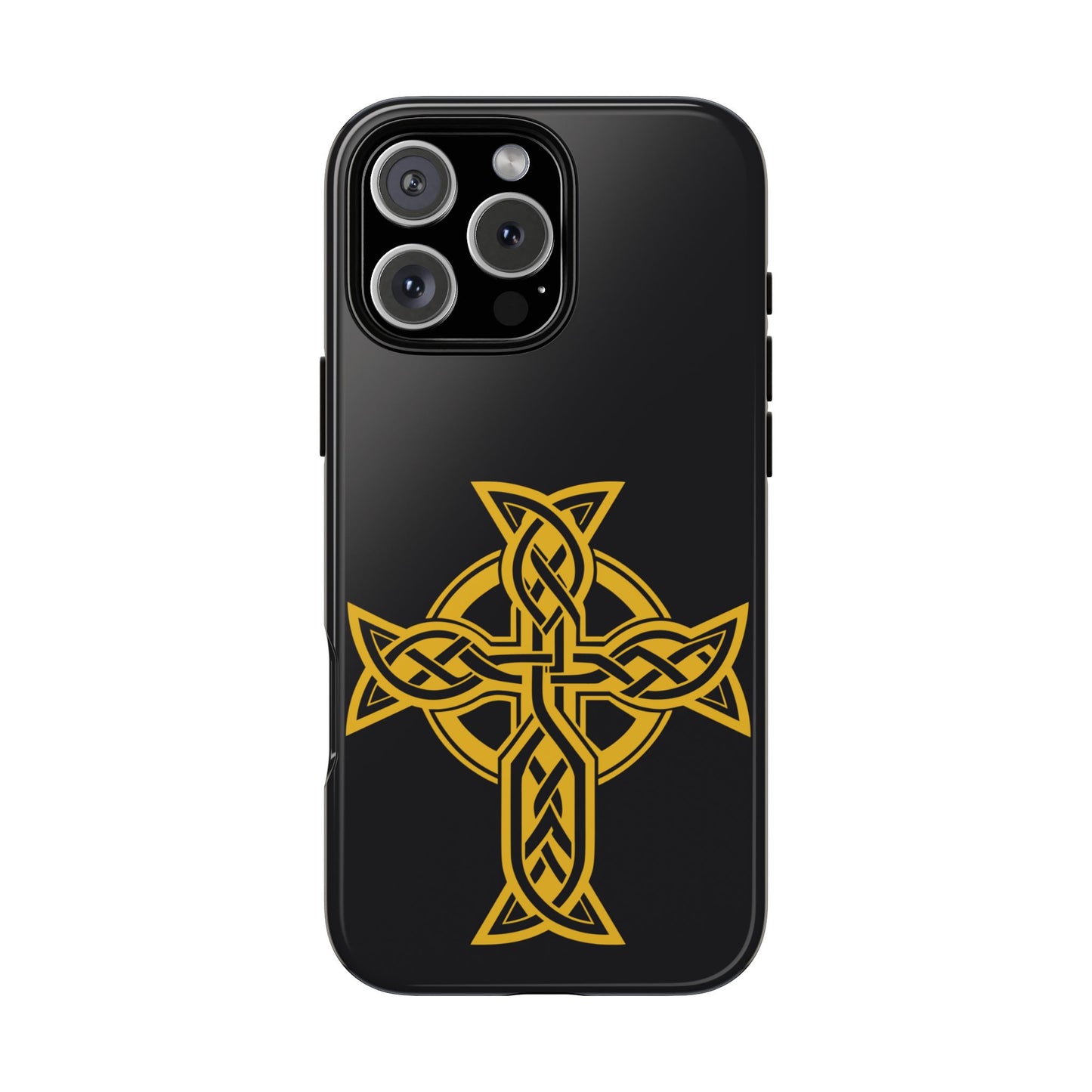 Celtic Cross Tough Phone Case Irish Knot Symbol Gold Black iPhone 17 16 15 14 13 Galaxy Google
