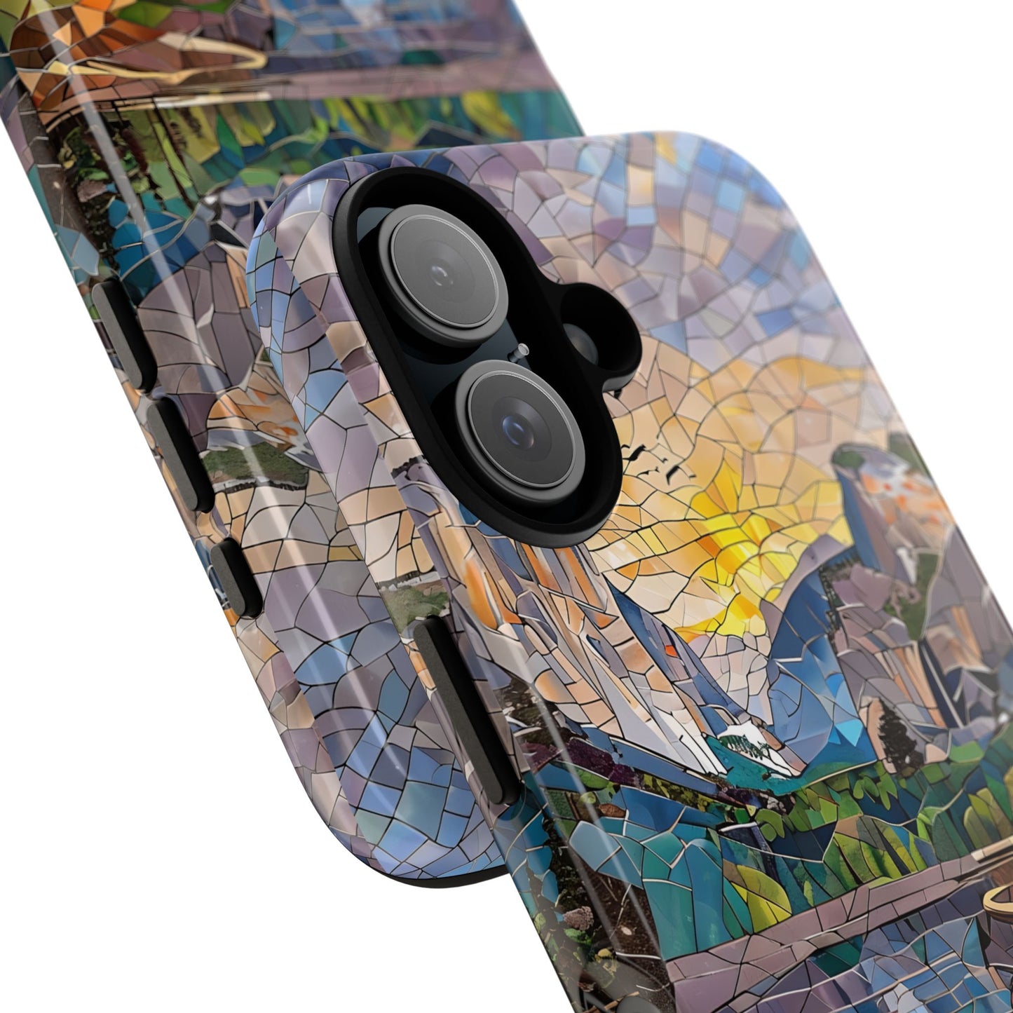 Yosemite Mosaic Tough Phone Case - Mountain Nature Art, Scenic Forest Aesthetic, Compatible with iPhone, Galaxy, and Google Phones