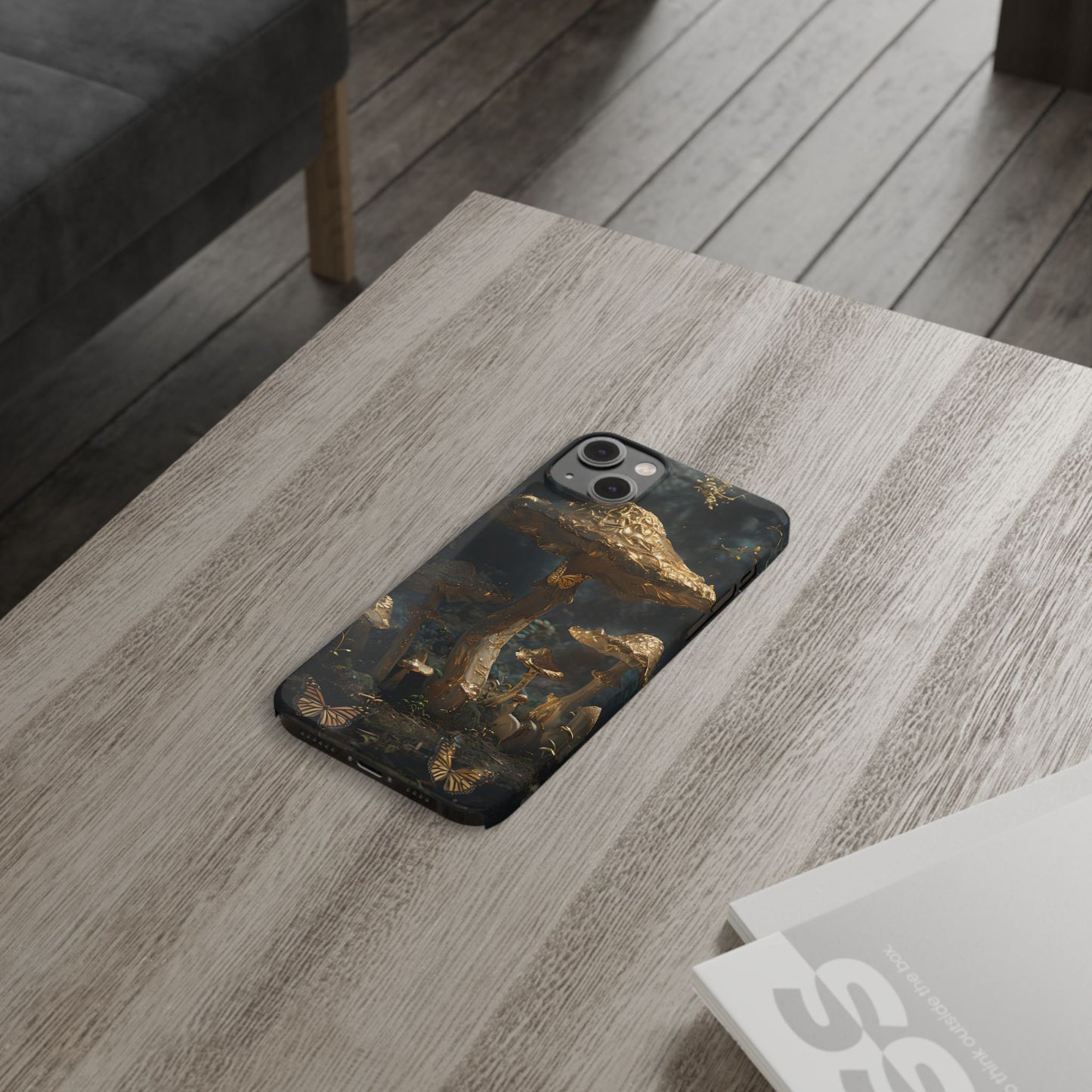 Enchanted Forest Slim Phone Cases, Fantasy Phone Cover, Mushroom Design, Nature Lover Gift, Boho Chic Cell Phone Case