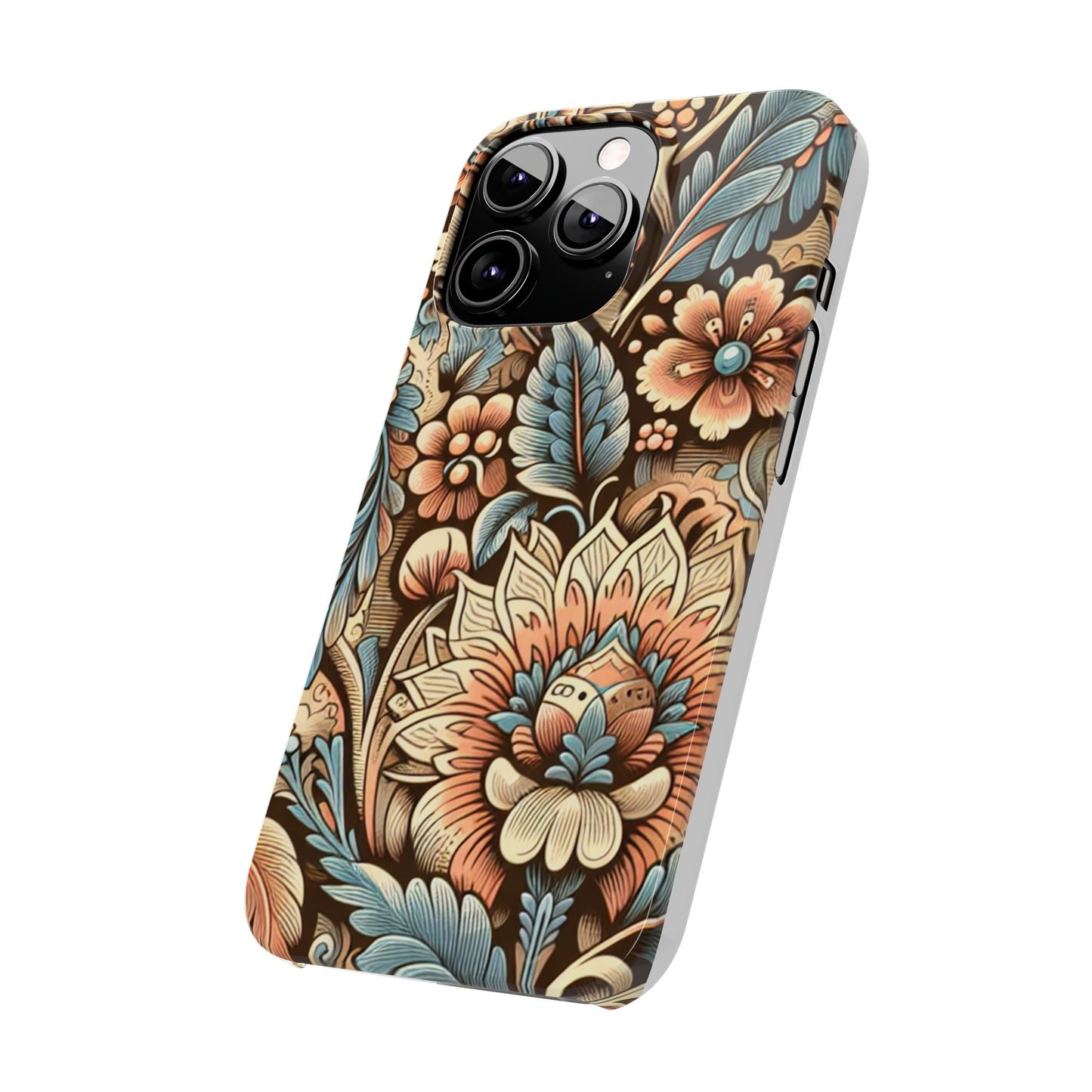 Floral Slim Phone Case, Boho Chic Phone Cover, Stylish Gift for Her, Spring and Summer Accessory, Trendy Phone Protector