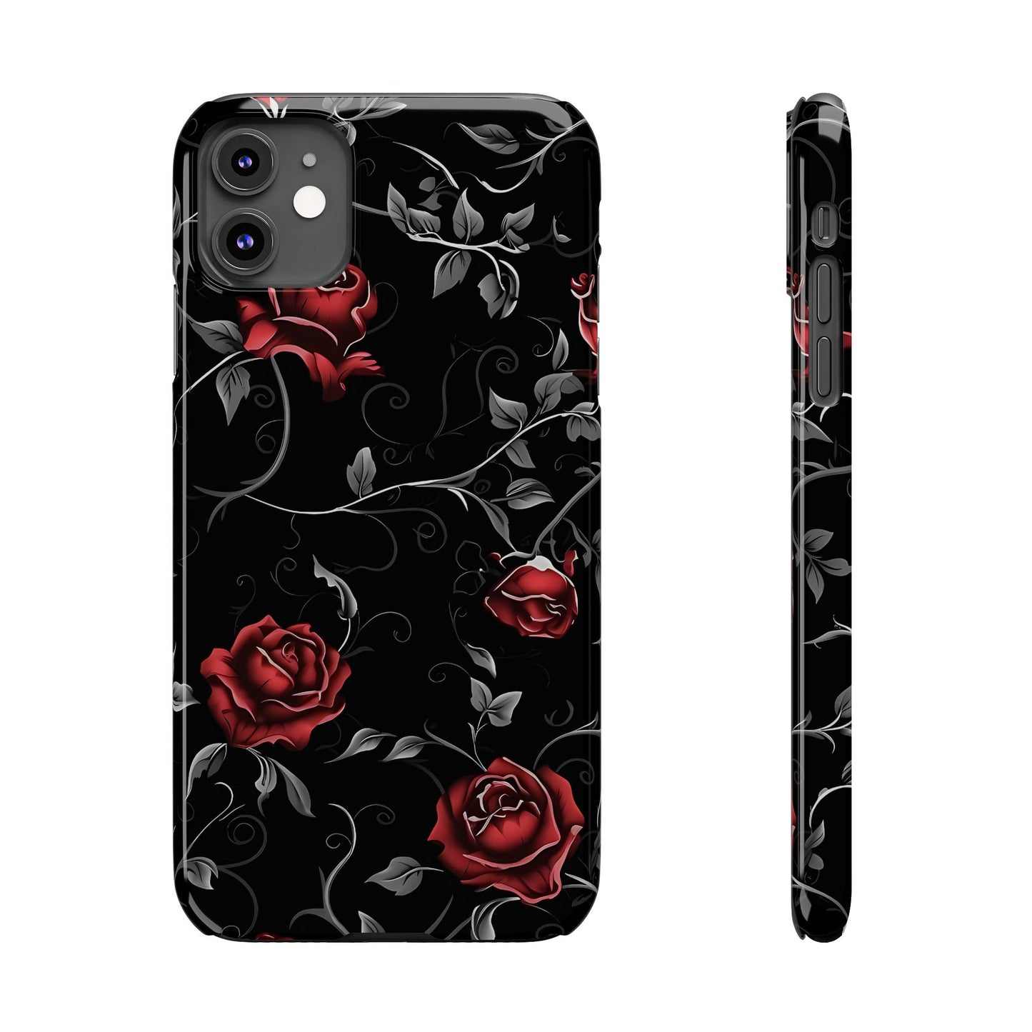 Elegant Floral Slim Phone Cases, Gothic Style Case, Rose Design Cover, Unique Gift for Her, Phone Accessories, Modern Chic