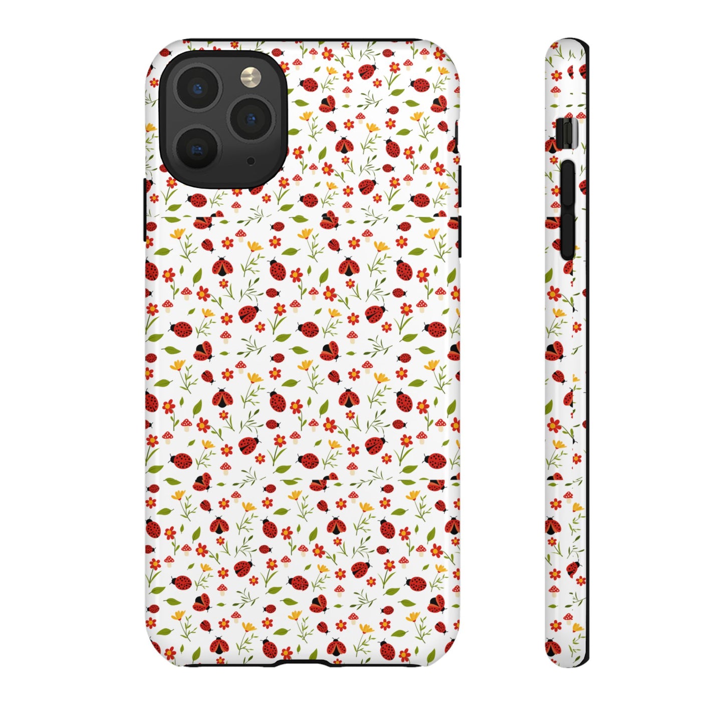 Ladybug Tough Phone Case - Cute Insect Aesthetic, Nature-Inspired Pattern Art, Compatible with iPhone, Galaxy, and Google Phones