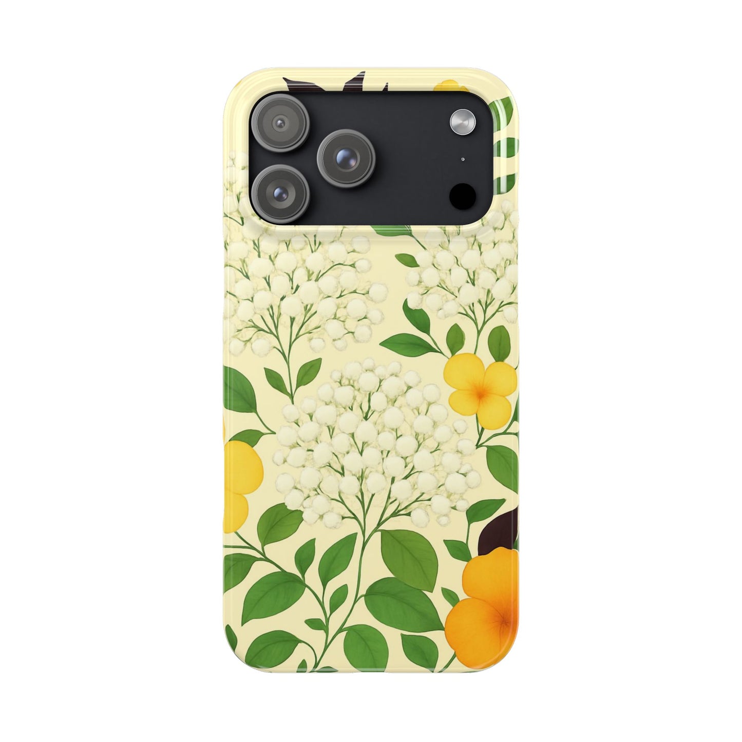 Delicate Floral Print Phone Case, Autumn Botanical Slim Phone Case, Aesthetic Flower Phone Cover Compatible with iPhone, Galaxy, Google