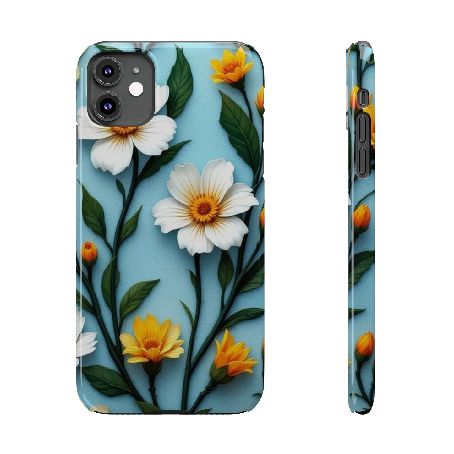 Floral Slim Phone Case - Colorful Flower Design, Elegant Phone Cover, Spring Accessories, Gift Idea for Her, Trendy Cell Phone Case