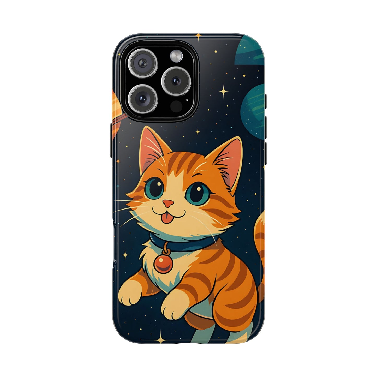 Galaxy Cat Tough Phone Case - Kawaii Space Explorer Anime Design, Cute Cosmic Aesthetic, Compatible with iPhone, Galaxy, and Google Phones