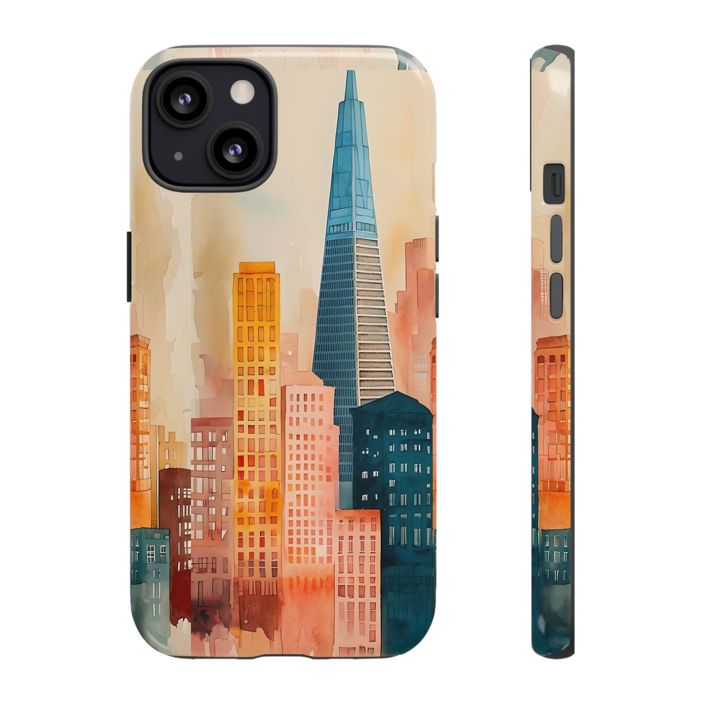 San Francisco Cityscape Tough Phone Case - Tropical Skyline Aesthetic, Sunset Beach Urban Art, Compatible with iPhone, Galaxy, and Google