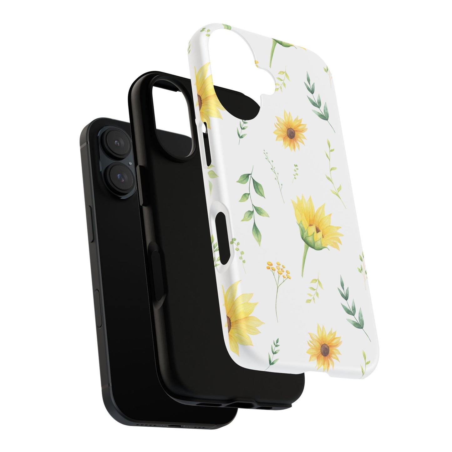 Sunflower Floral Tough Phone Case - Watercolor Botanical Print, Bright Nature Aesthetic, Compatible with iPhone, Galaxy, and Google Phones