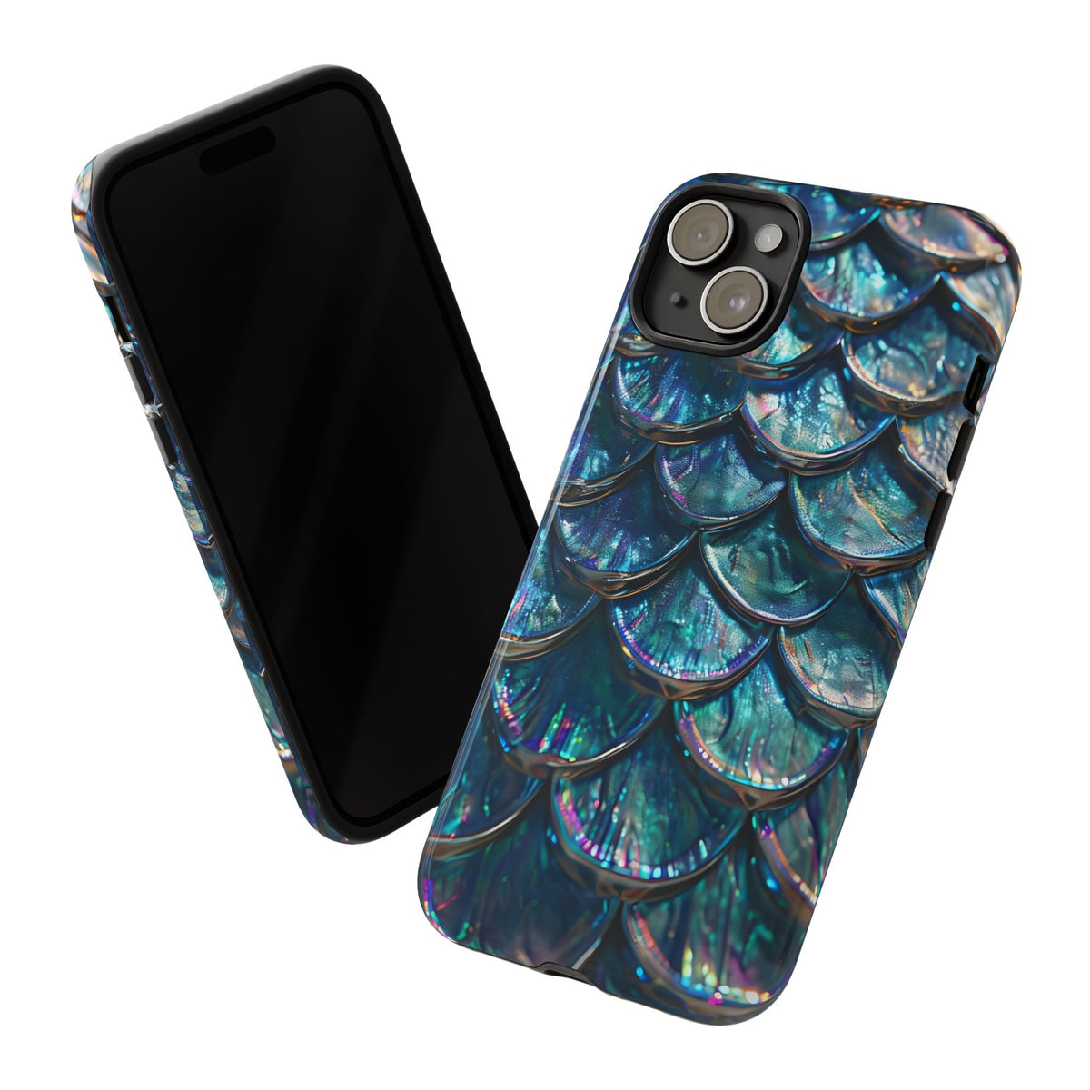 Mermaid Scale Tough Phone Case, Holographic Ocean Aesthetic, Compatible with iPhone 17 16 15 14 13, Galaxy, Google