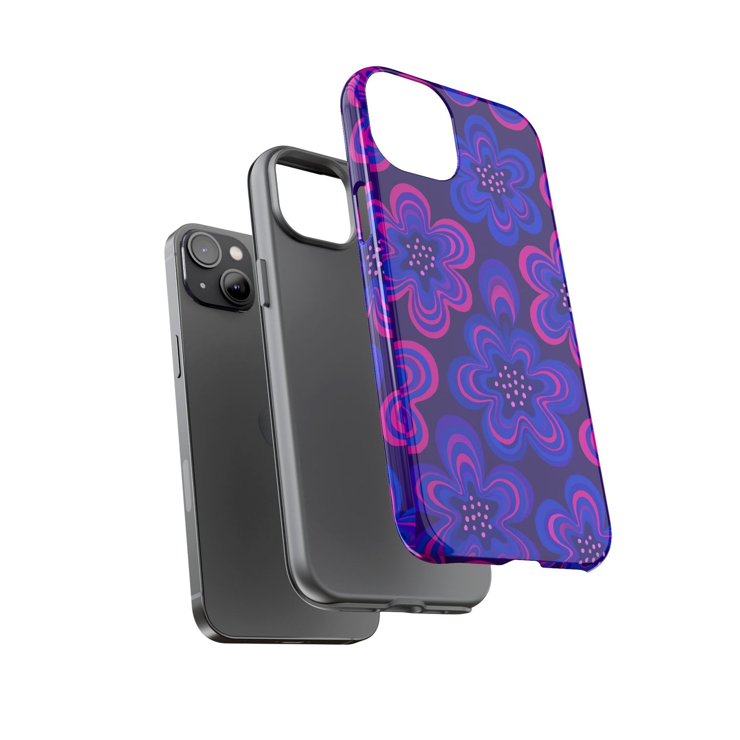 Retro Swirl Flower Tough Phone Case - Groovy Psychedelic Floral Pattern, Funky Vintage Aesthetic, Compatible with iPhone, Galaxy, and Google