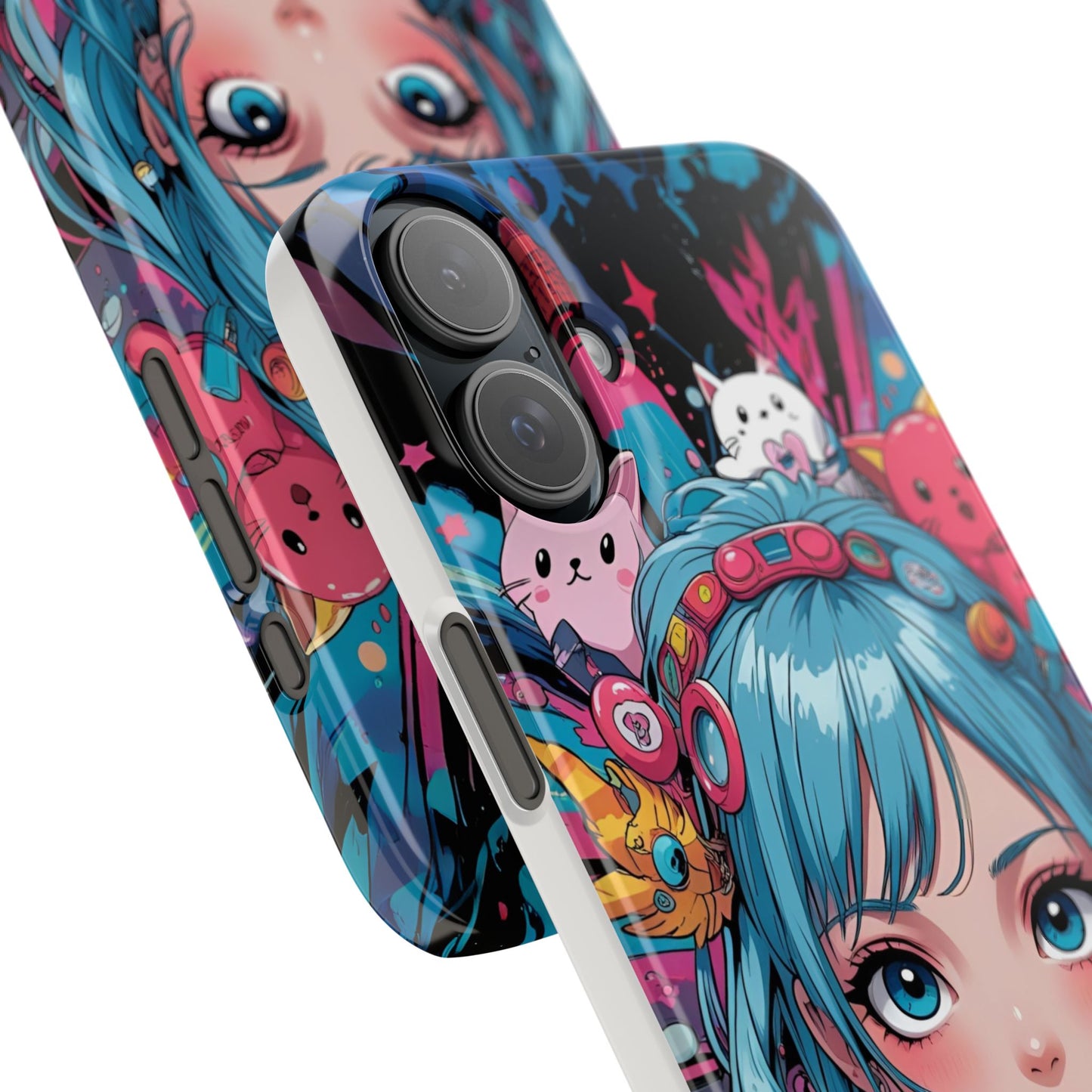 Y2K Anime Girl Slim Phone Case - Cute Maximalist Aesthetic, Kawaii Vaporwave Style, Pop Culture Lovers and Special Occasions