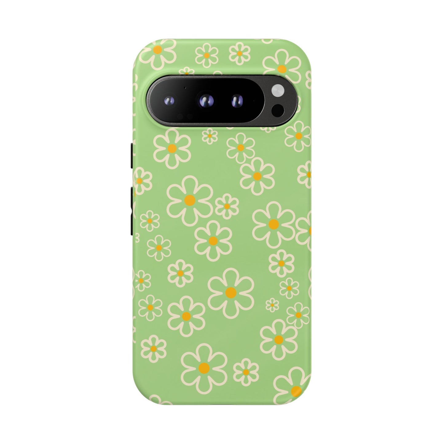 Minimal Daisy Flower Tough Phone Case - Retro Coquette Floral Print, Cute Soft Aesthetic, Compatible with iPhone, Galaxy, and Google Phones