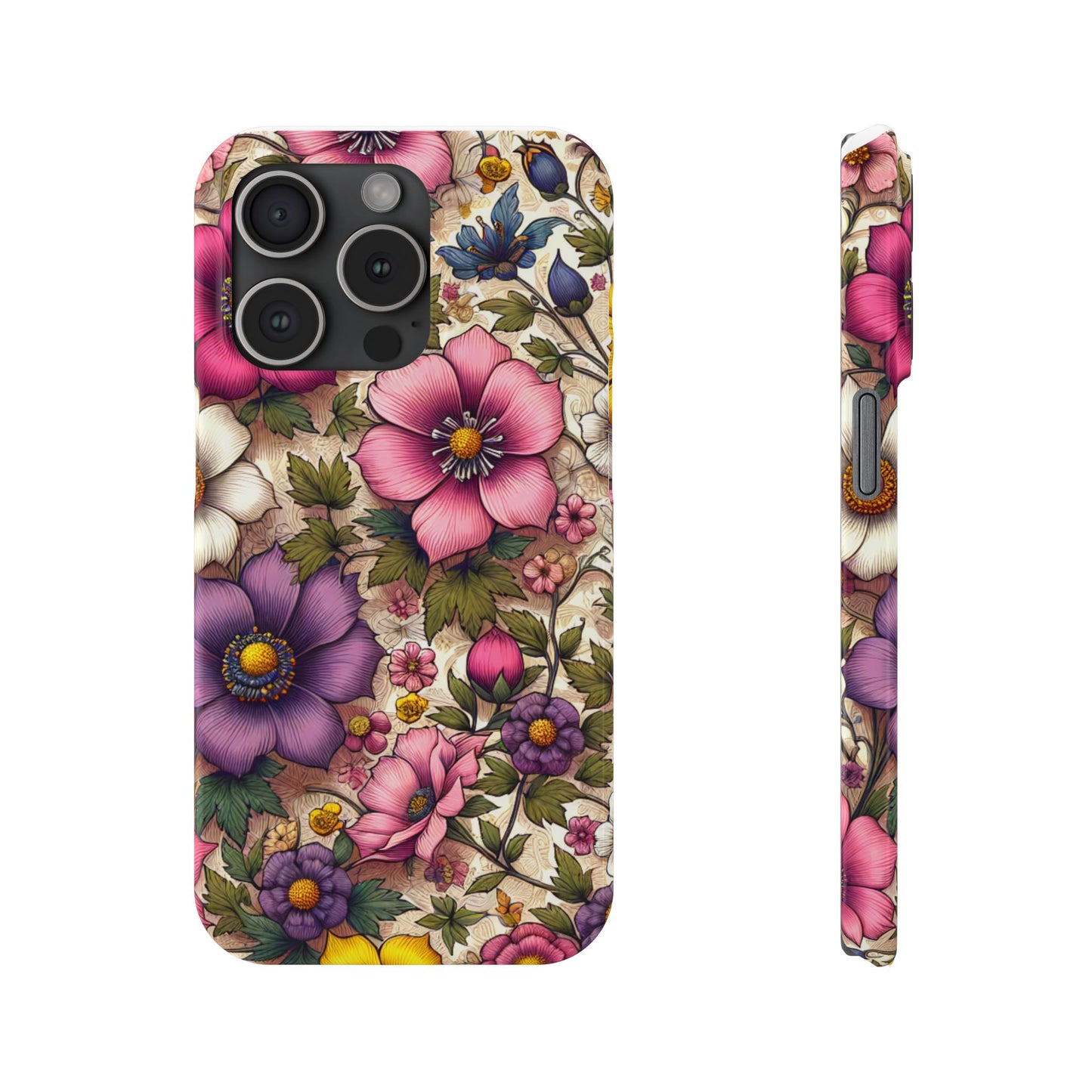 Floral Slim Phone Case - Vibrant Flower Design, Unique Floral iPhone Cover, Flower Phone Case, Gift for Her, Stylish Accessories