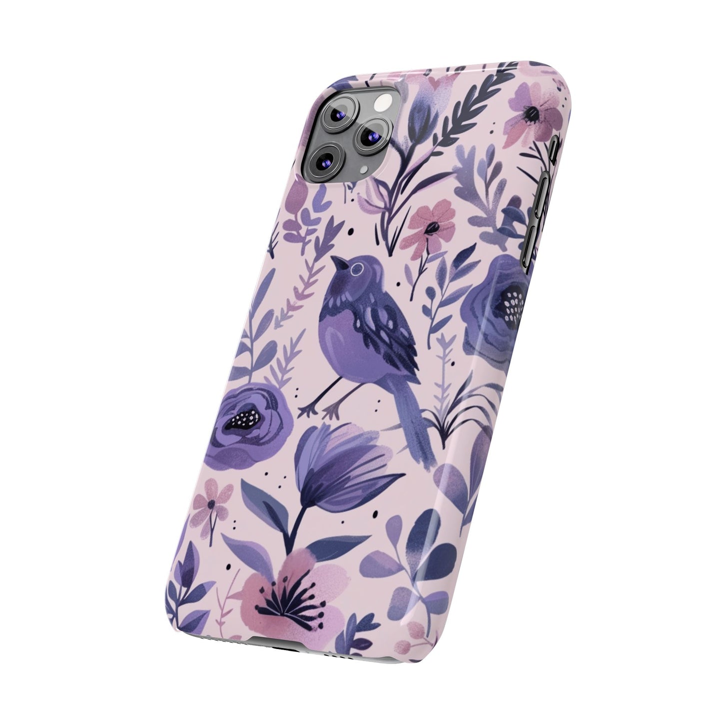 Floral Bird Slim Phone Case, Elegant Phone Cover, Cute Gift for Bird Lovers, Spring Vibes, Nature-Inspired