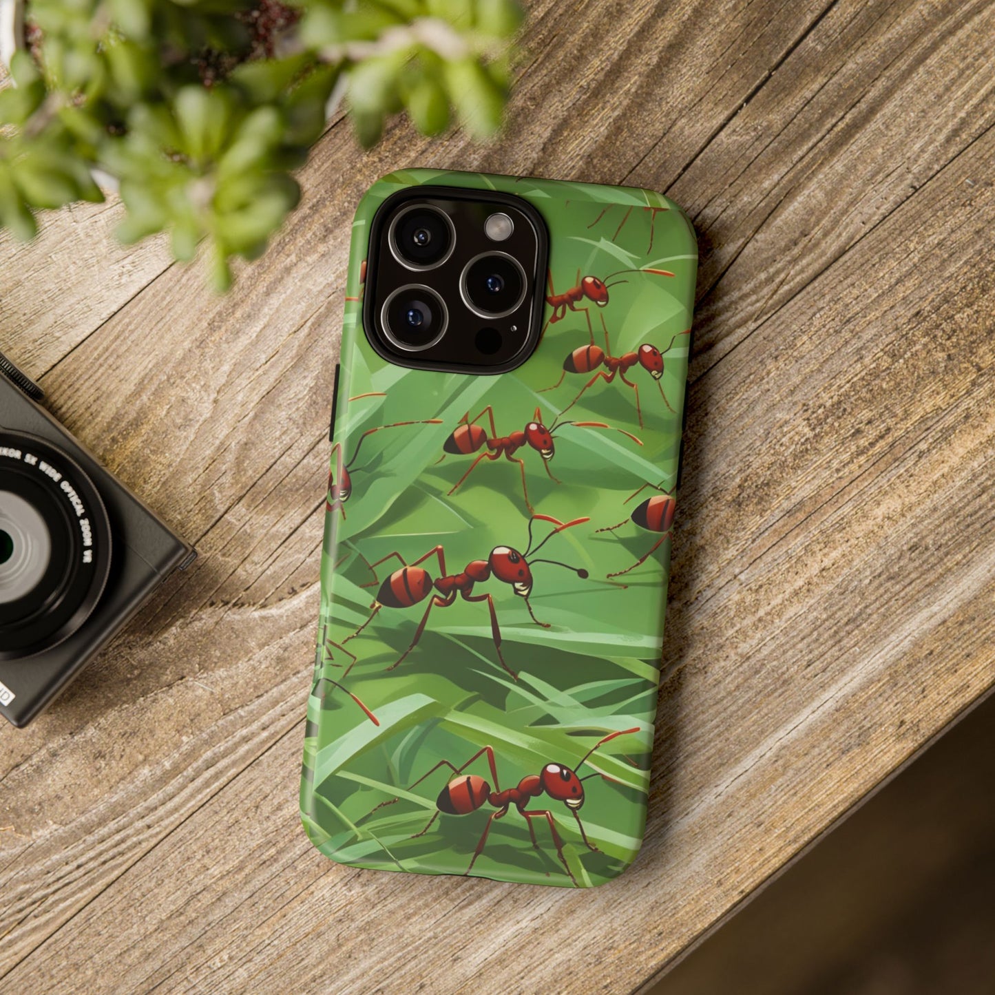 Marching Ant Pattern Tough Phone Case - Realistic Insect Art, Minimalist Nature Aesthetic, Compatible with iPhone, Galaxy, and Google Phones