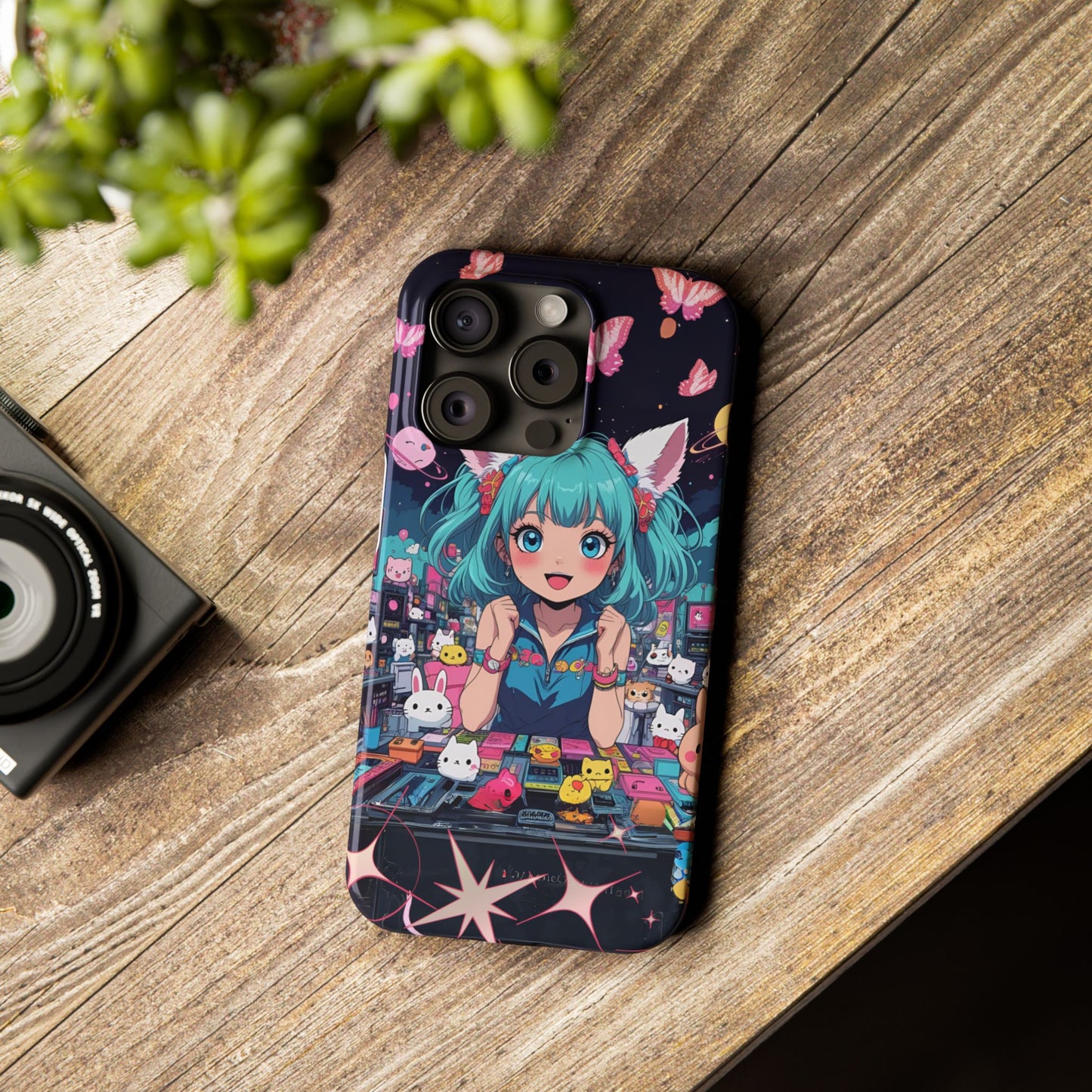 Y2K Anime Girl Slim Phone Case, Kawaii Vaporwave Style, Cute Maximalist Aesthetic, Anime Design, Slim Protection, Aesthetic Accessory