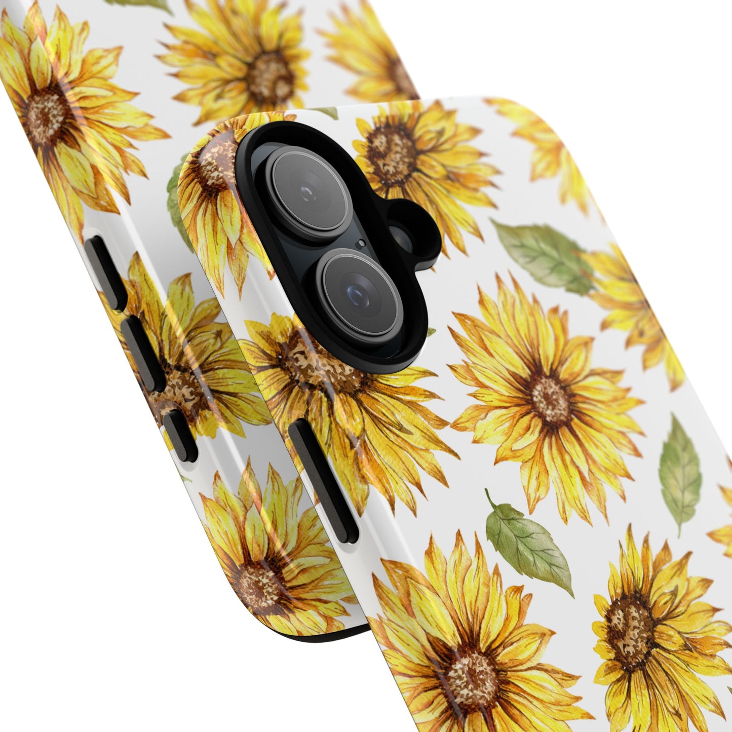 Sunflower Floral Tough Phone Case - Watercolor Botanical Print, Bright Nature Aesthetic, Compatible with iPhone, Galaxy, and Google Phones