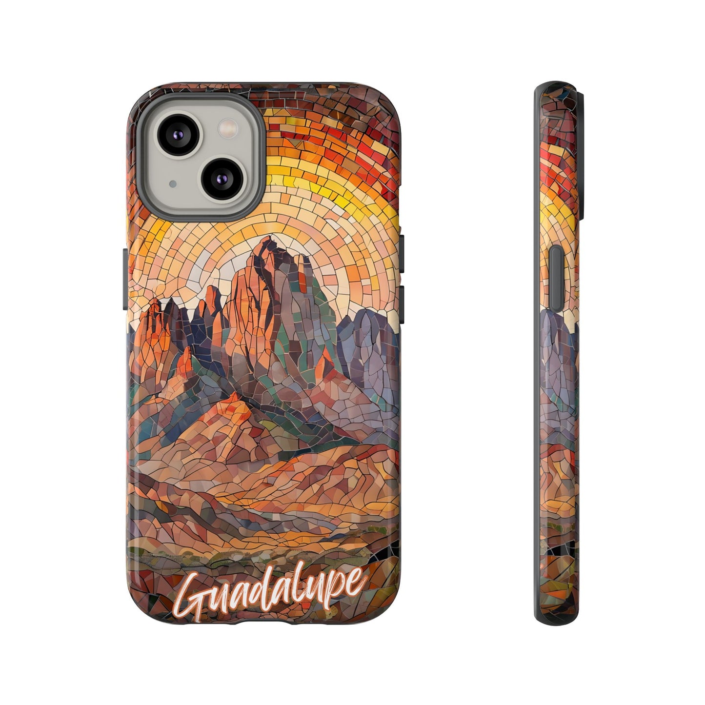 Guadalupe Mountains Mosaic Tough Phone Case, Scenic Mountain Art, National Park Aesthetic, Compatible with iPhone, Galaxy, and Google Phones