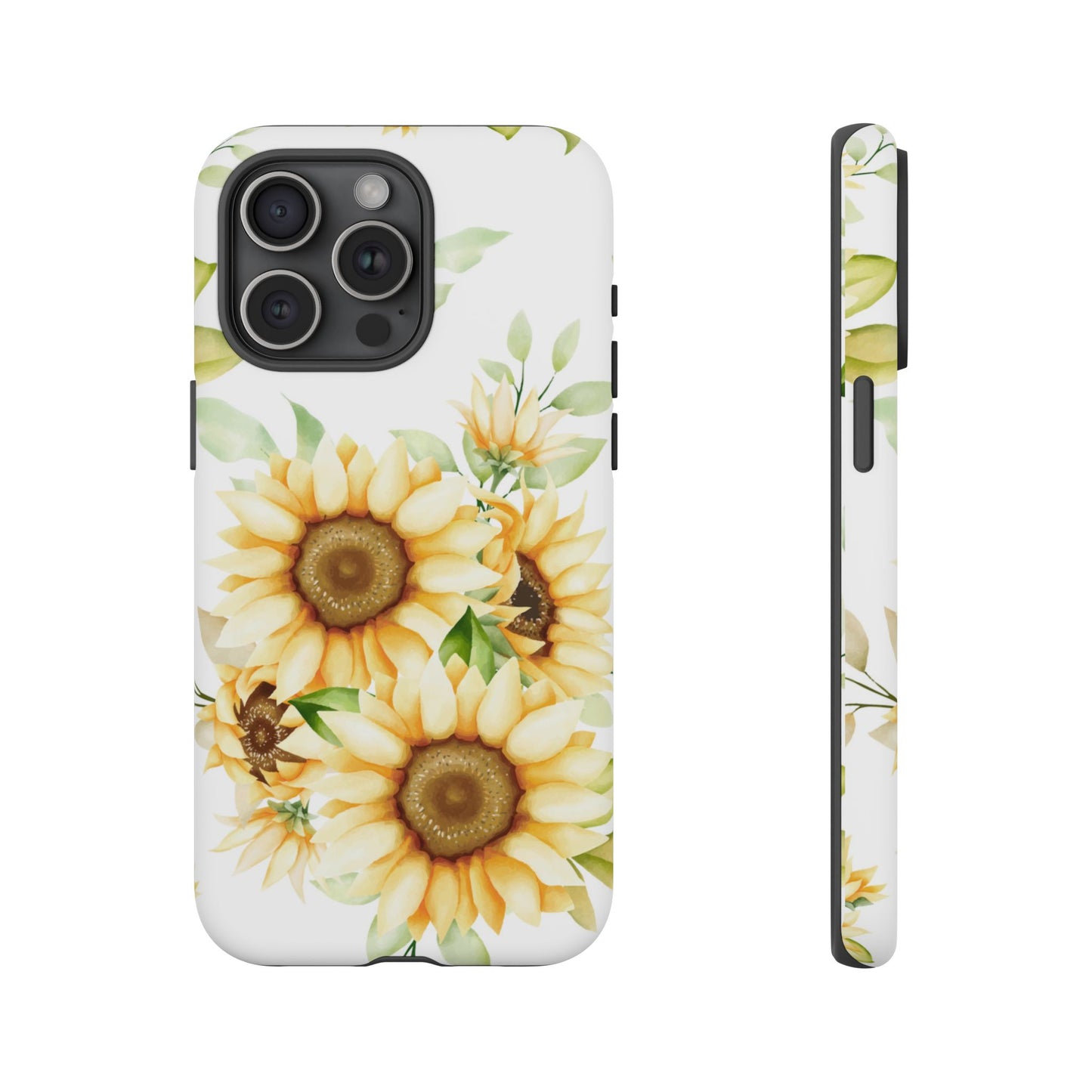 Sunflower Floral Tough Phone Case - Watercolor Botanical Art, Bright Nature Aesthetic, Compatible with iPhone, Galaxy, and Google Phones