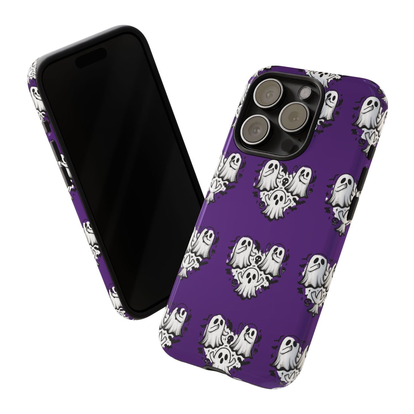 Cute Ghost Heart Tough Phone Case  - Creepy Cute Spooky Heart Print, Goth Coquette Aesthetic, Compatible with iPhone, Galaxy, Google iPhones